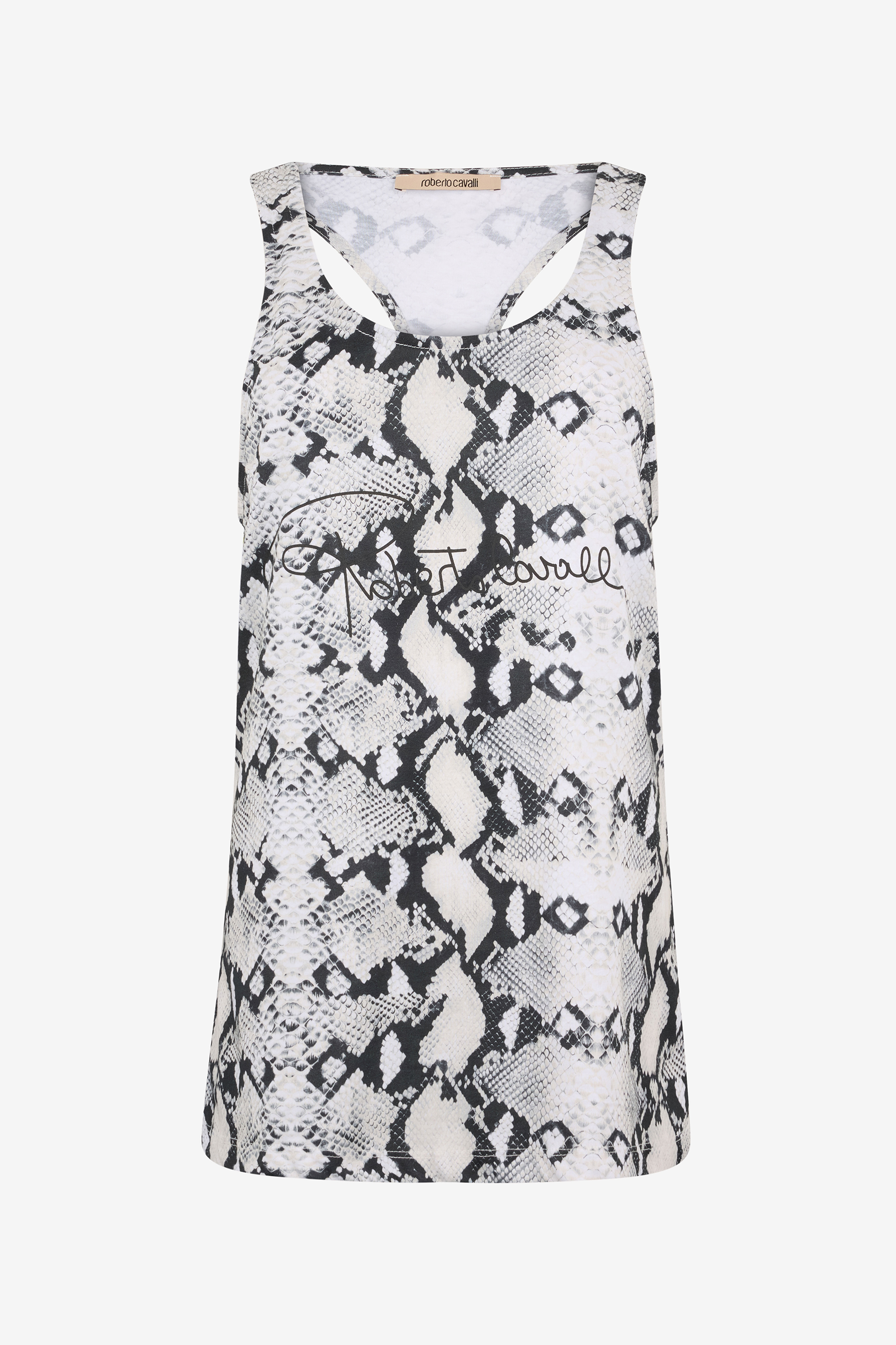 ROBERTO CAVALLI RACERBACK TANK TOP WITH PYTHON-EFFECT PRINT