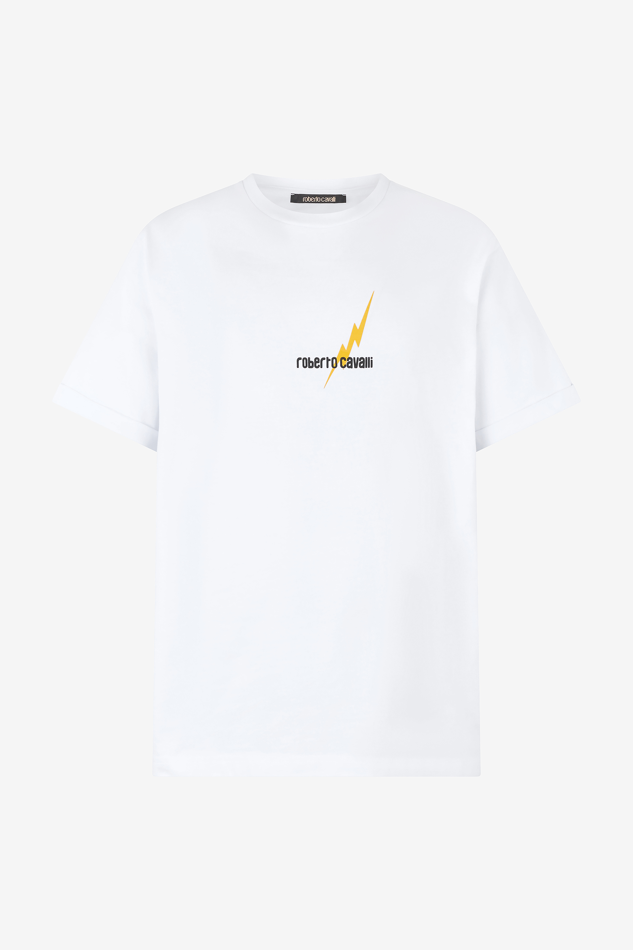 Shop Roberto Cavalli T-shirt With Print And Logo In White