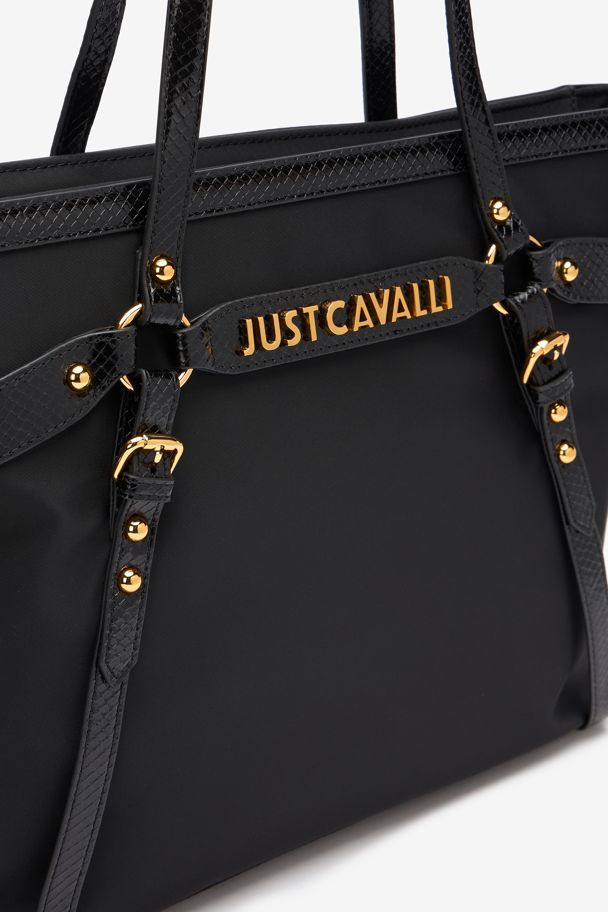 Shop Roberto Cavalli Shopper Mit Riemchen In Black