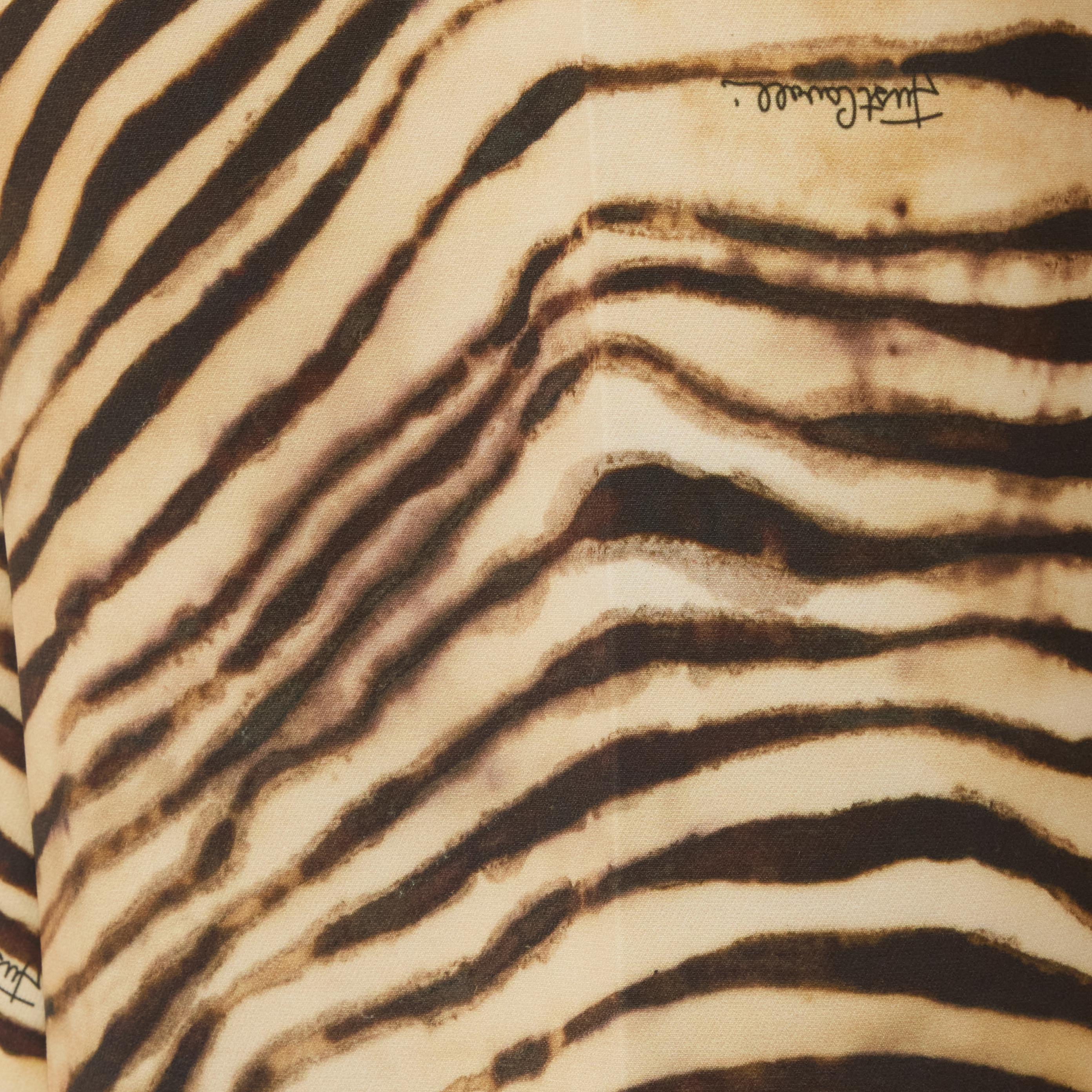 Roberto Cavalli Fluid Tiger Skin Print Pants In Light Brown
