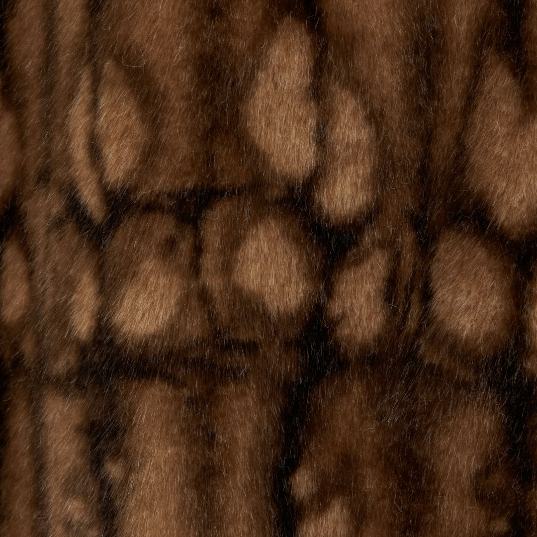 Roberto Cavalli Long Faux Fur Coat With High Collar In Brown