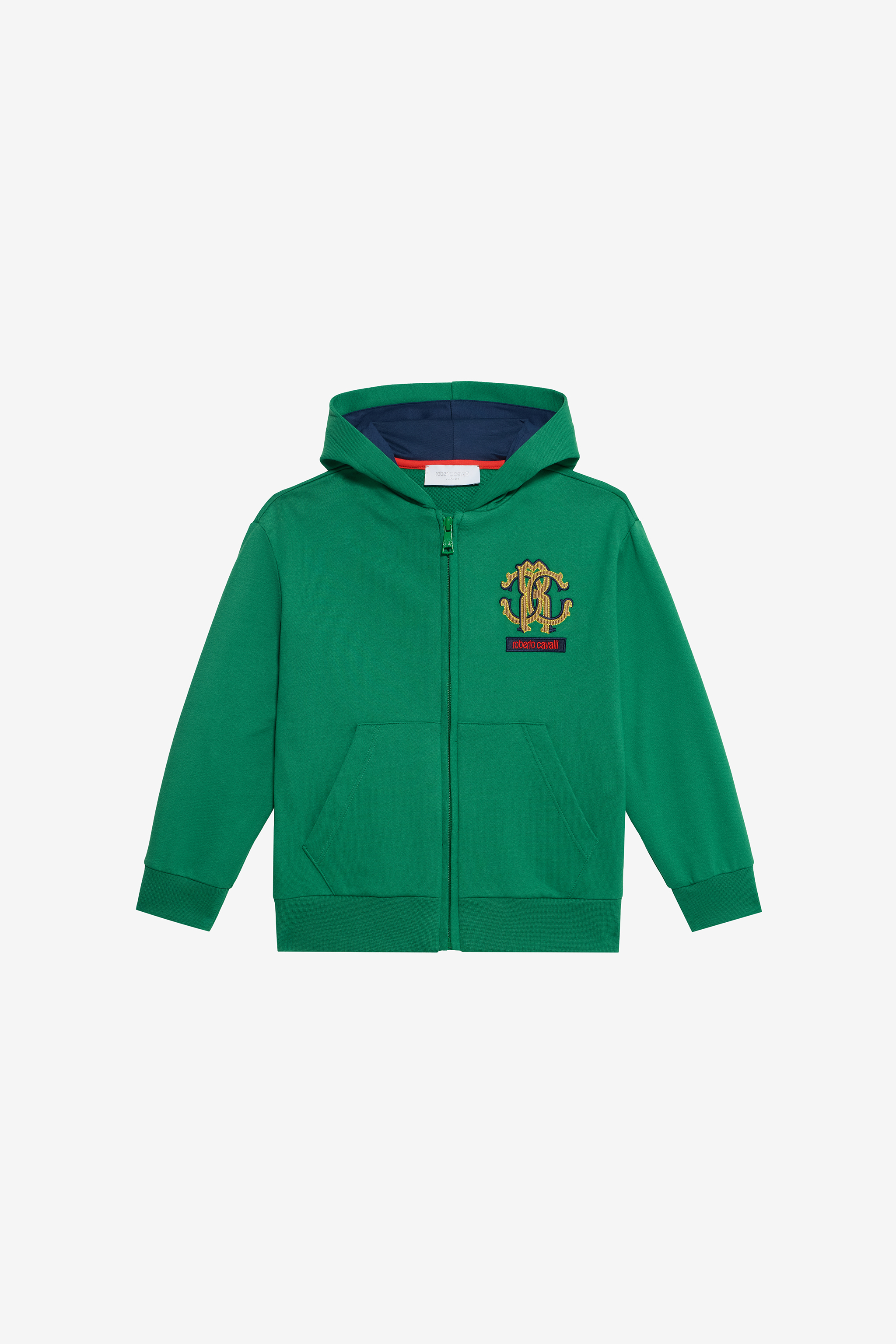 Roberto Cavalli Boys Green Cotton Hoodie - Sweaters
