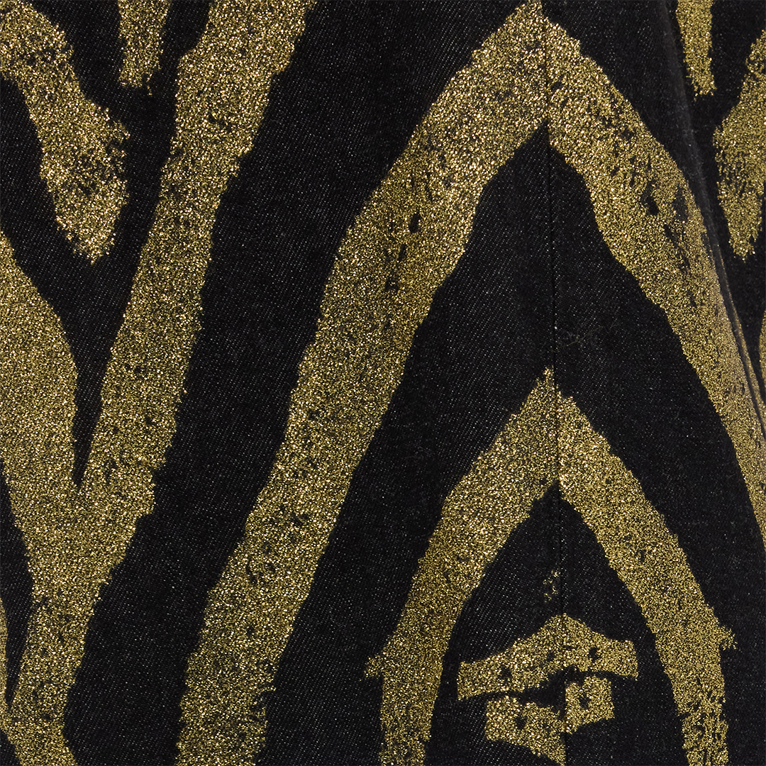 Roberto Cavalli Jeans With Side Zebra Print In Oro/nero 191101