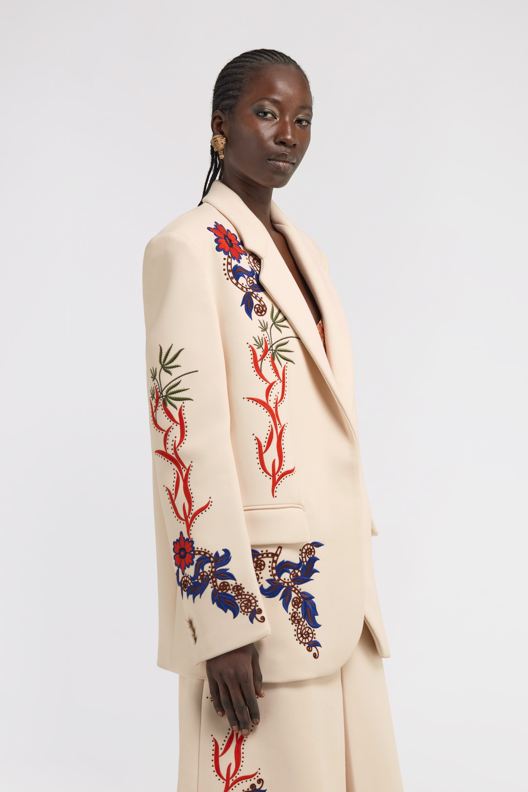 Roberto Cavalli Floral Print Jacket In Ivory