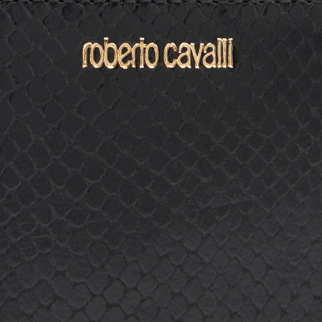 Shop Roberto Cavalli Geldbörse Mit Schlangenschuppen-effekt In Black