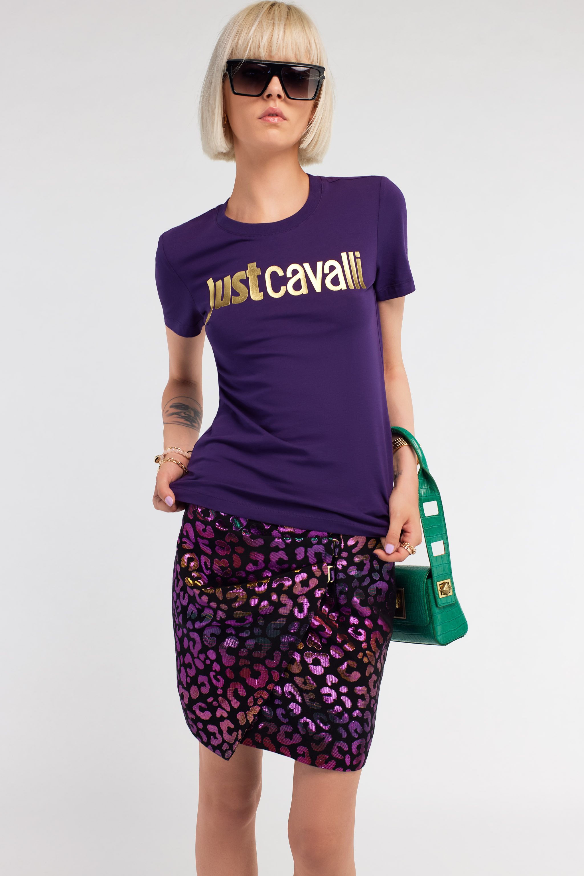 Roberto Cavalli Just Cavalli Logo T-shirt In Purple
