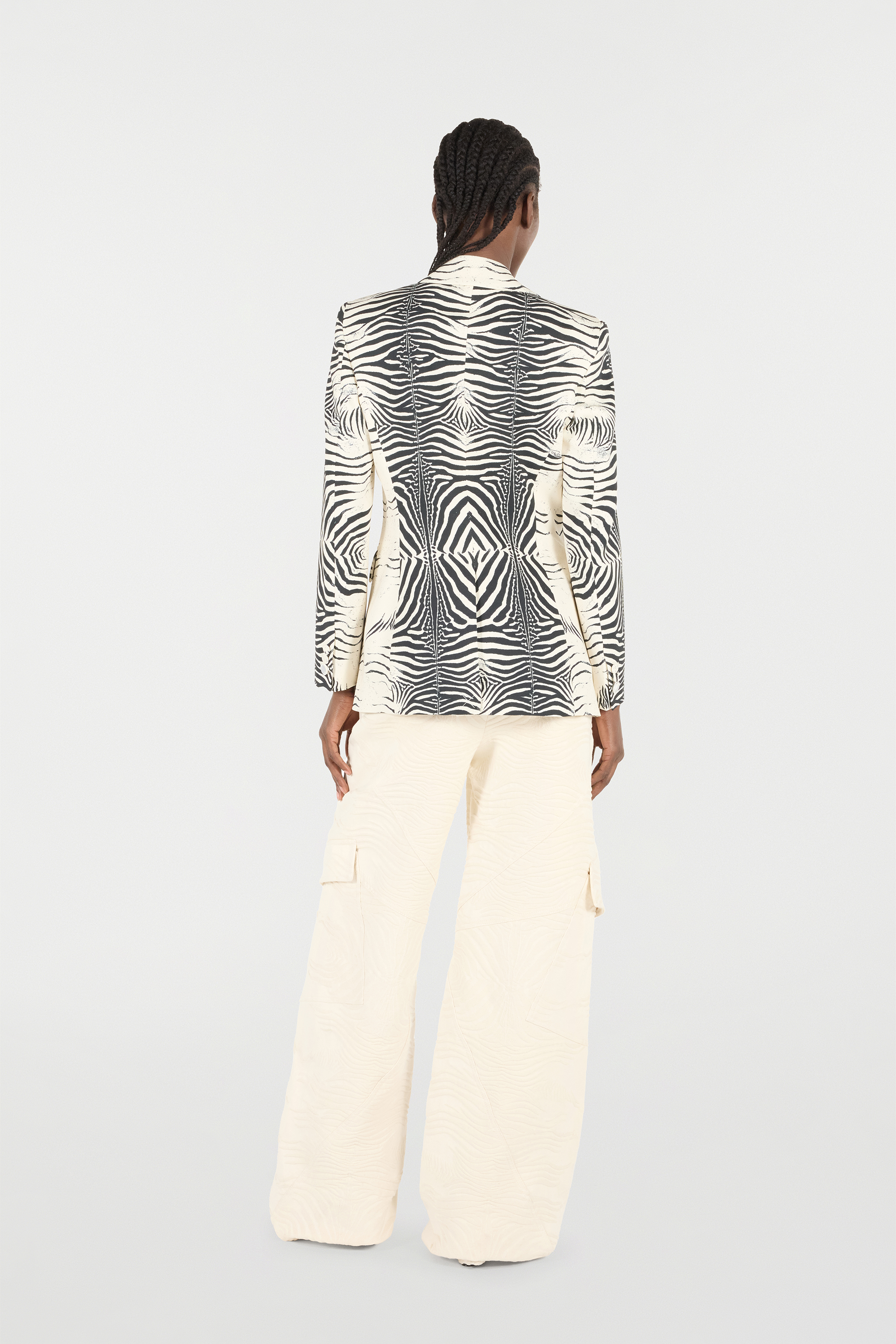 ROBERTO CAVALLI BLAZER MIT PRINT WHITE TIGRESSE