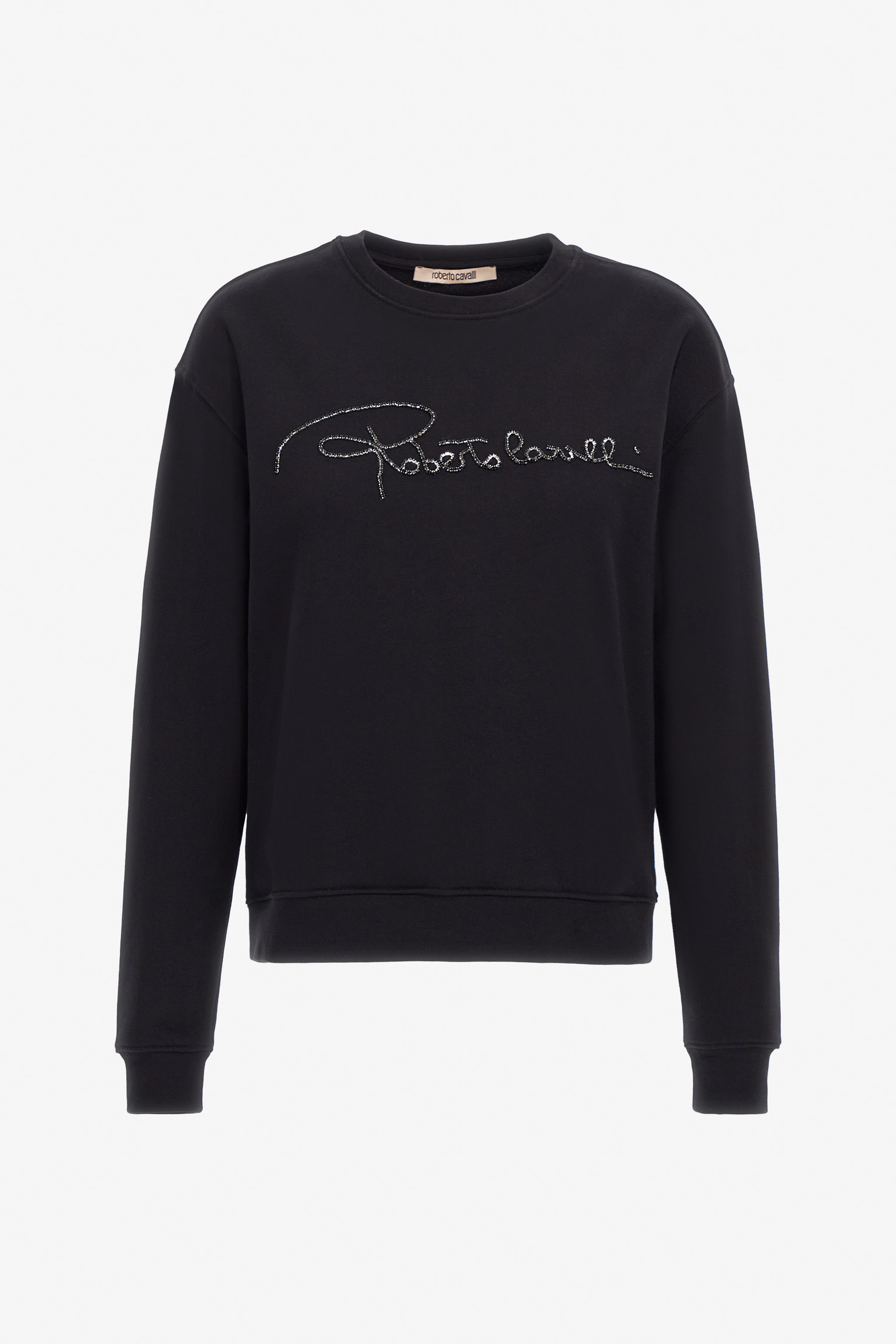 Roberto Cavalli Sweatshirt With Signature In Black