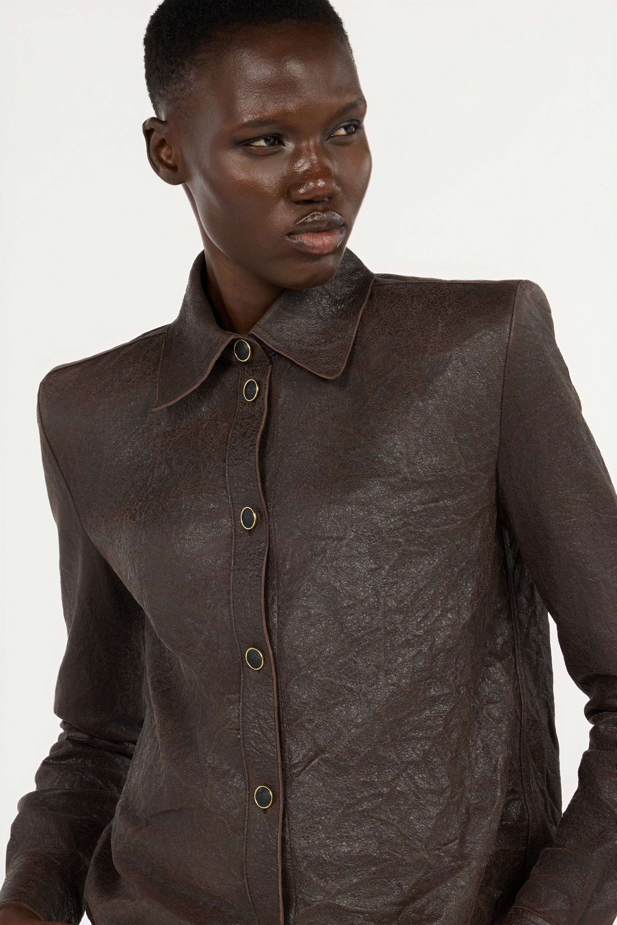 Dark Brown Leather Shirt