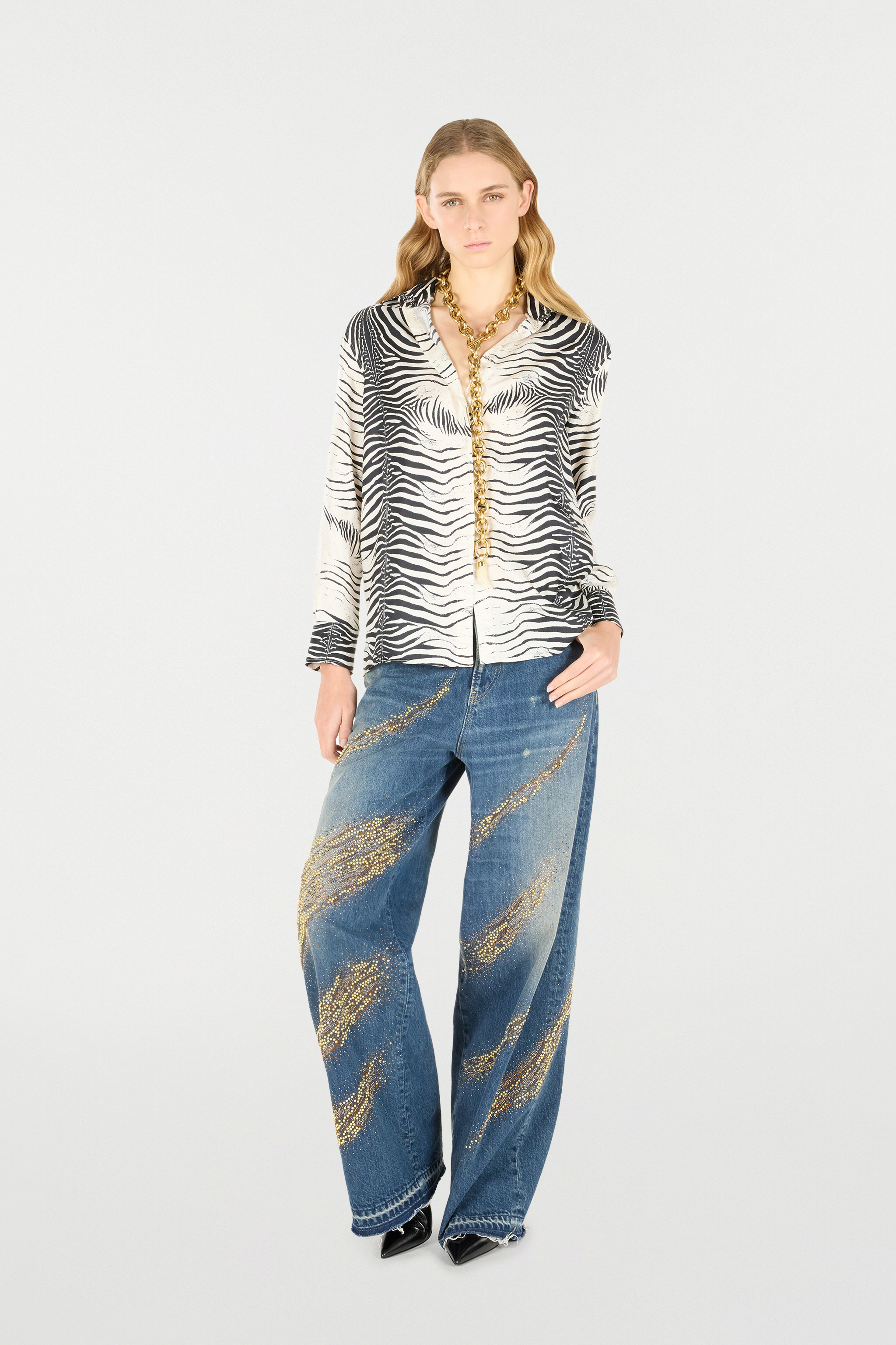 Roberto Cavalli Zebra Shirt In Black/white