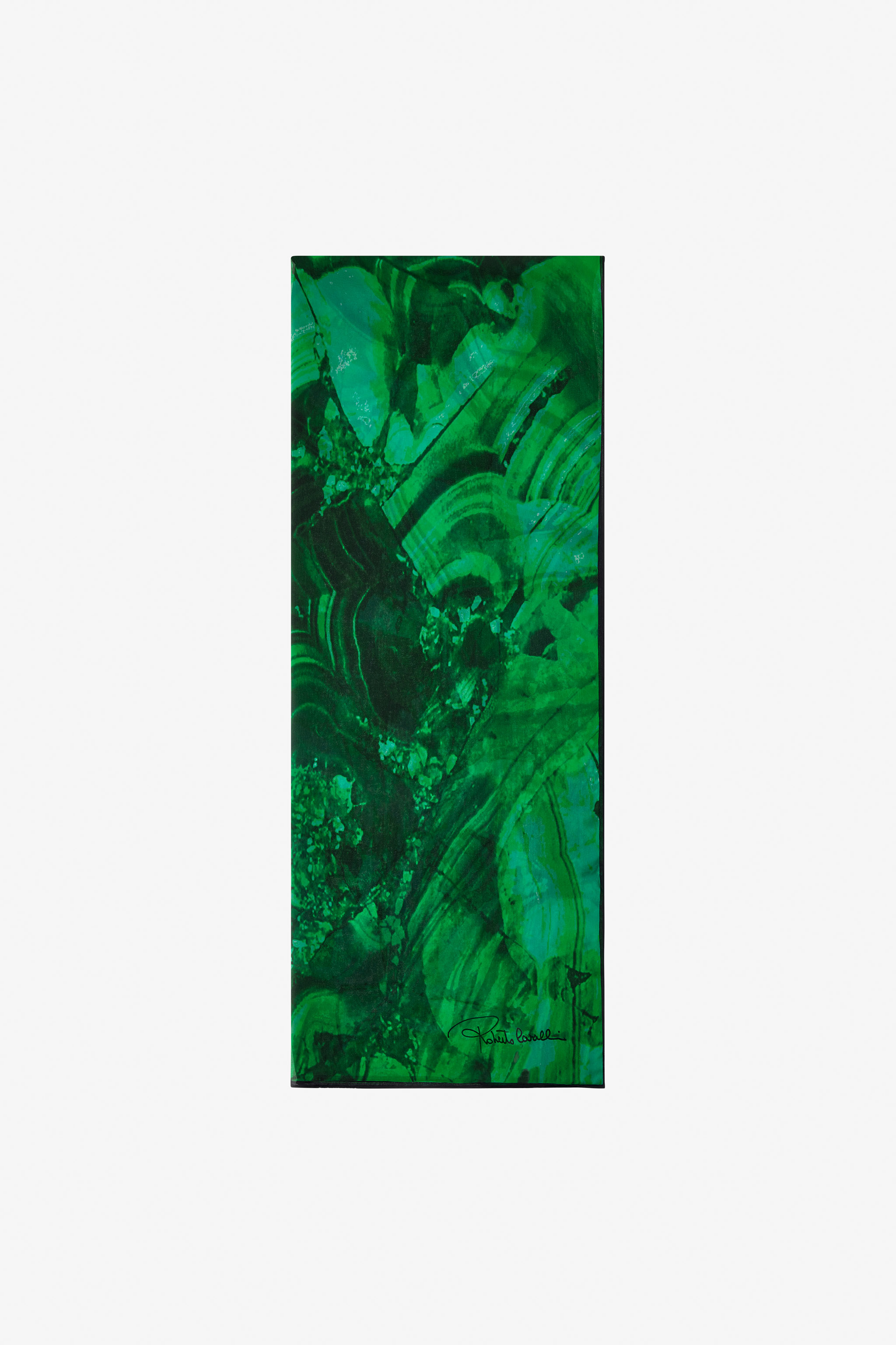 Roberto Cavalli Silk Scarf With Malachite Print In Green