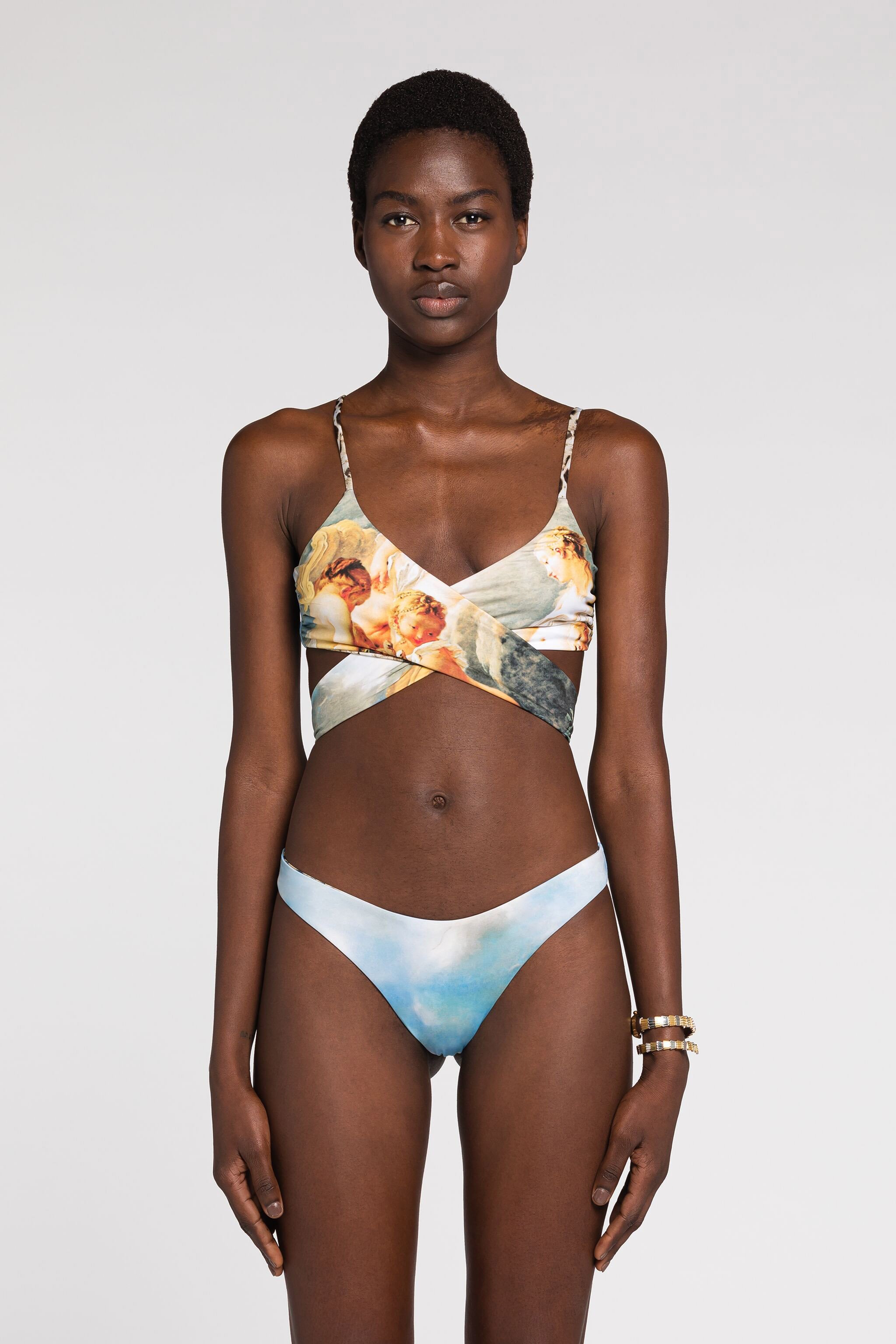 ROBERTO CAVALLI BIKINI-SLIP MIT MALEREI-PRINT 