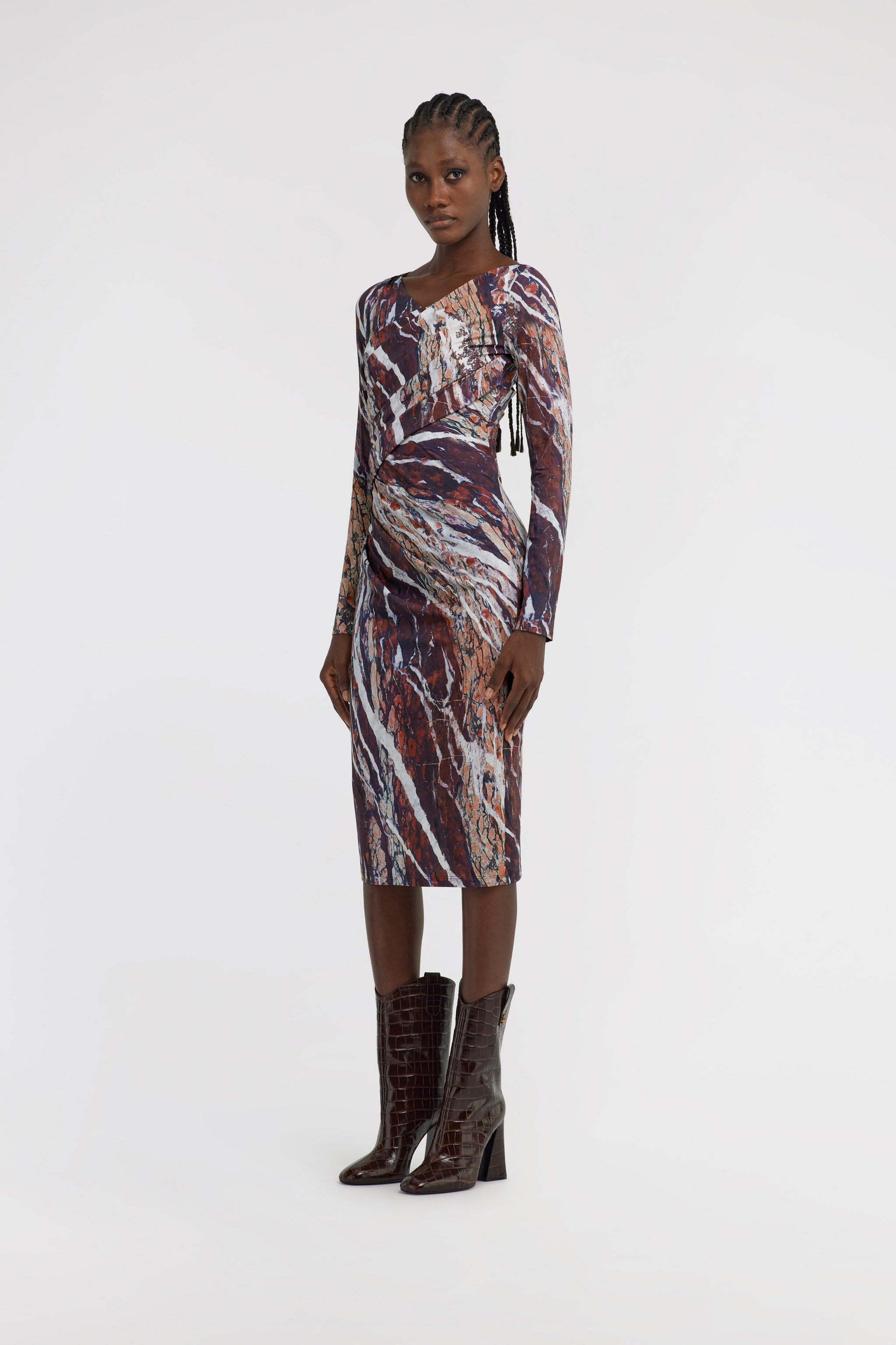 Roberto Cavalli Marble-print Midi Dress