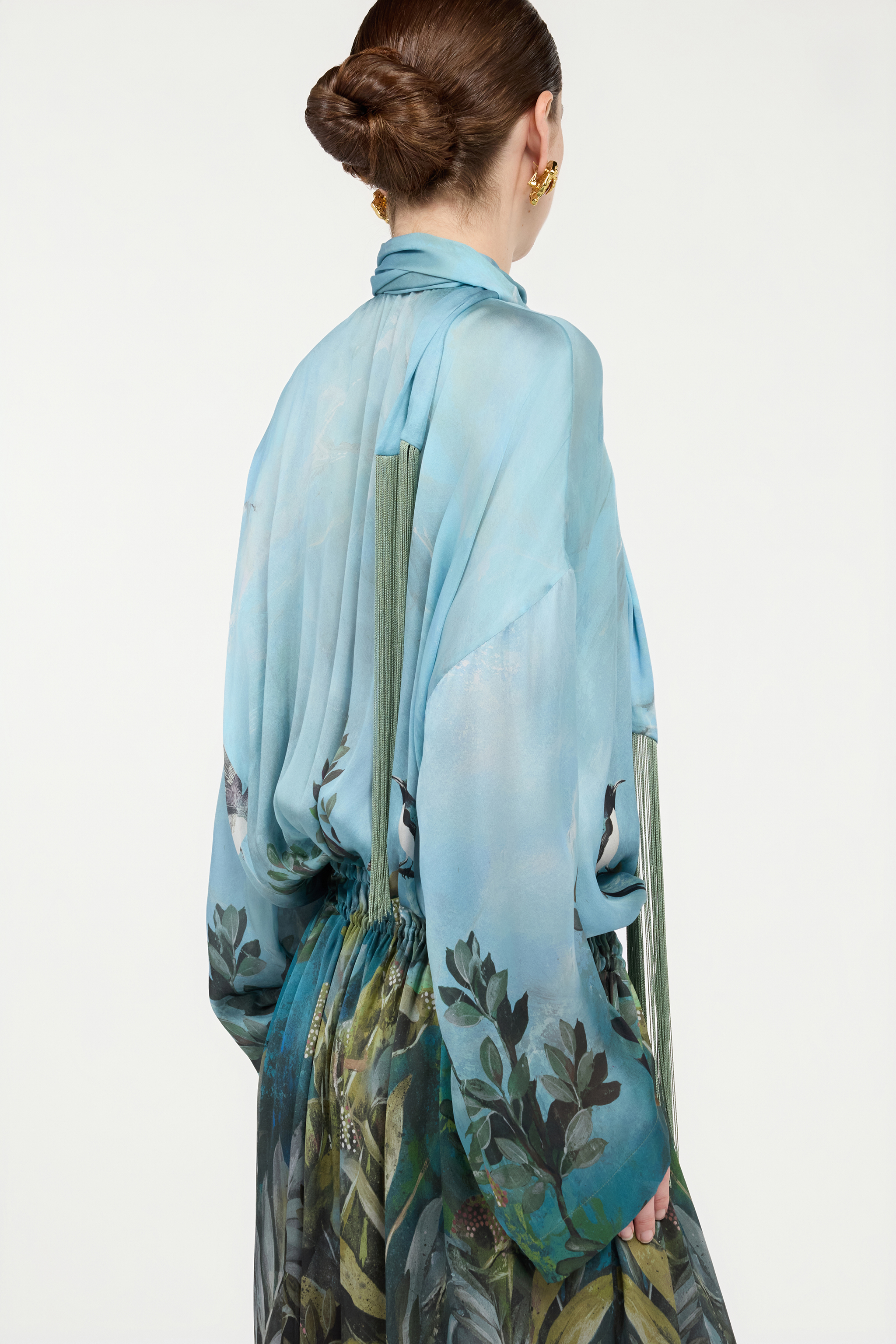 Roberto Cavalli Silk Dress With Nature Print In Multi