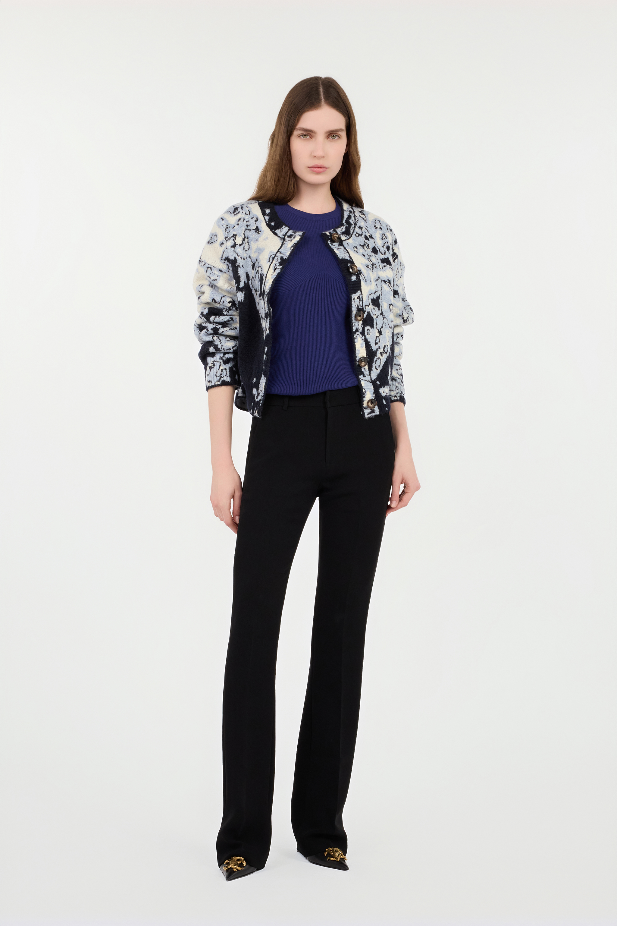 Roberto Cavalli Abstract Jacquard Cardigan In Black
