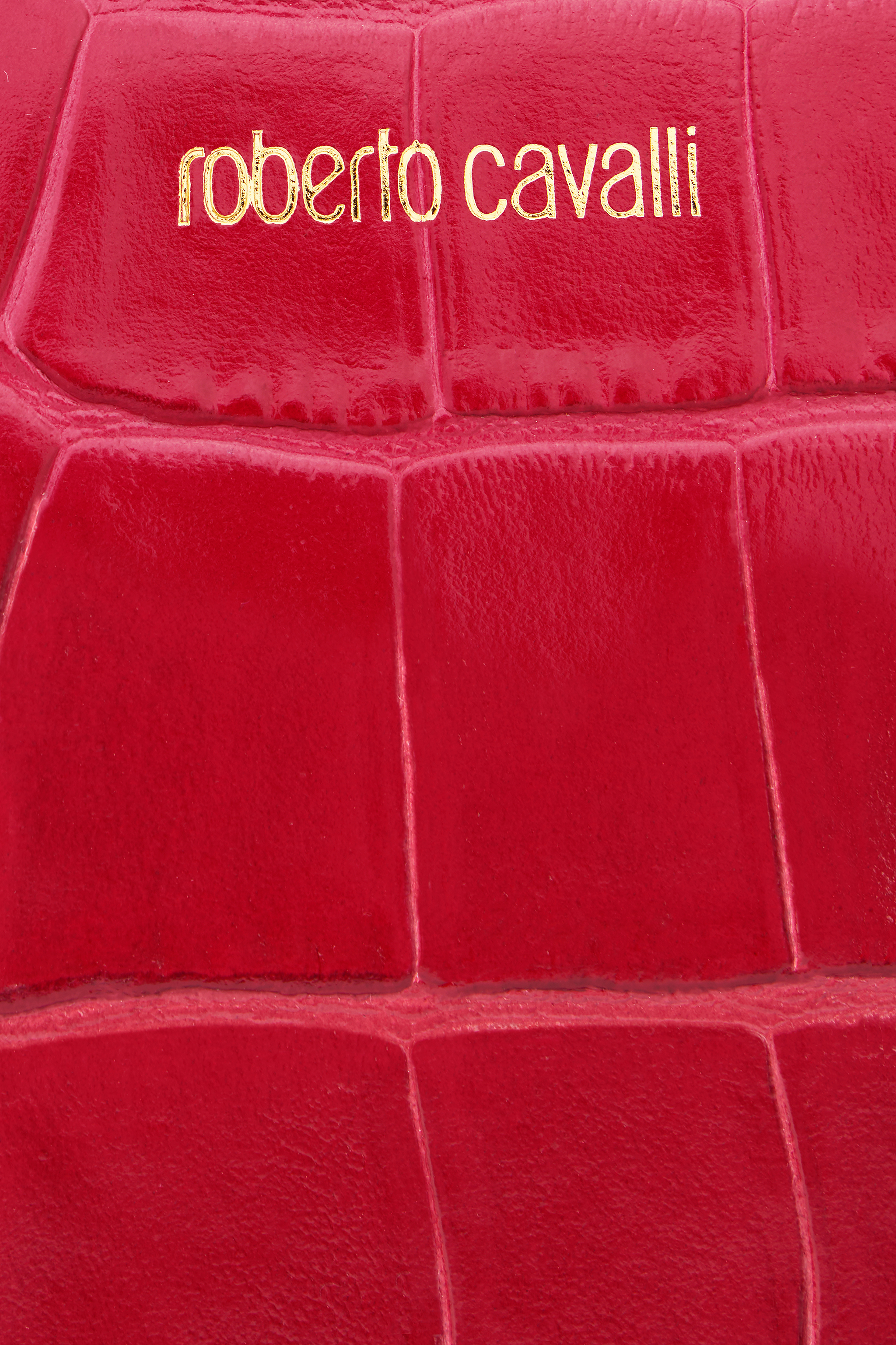 Roberto Cavalli Small Antique Rose Crocodile-effect Wallet In Red