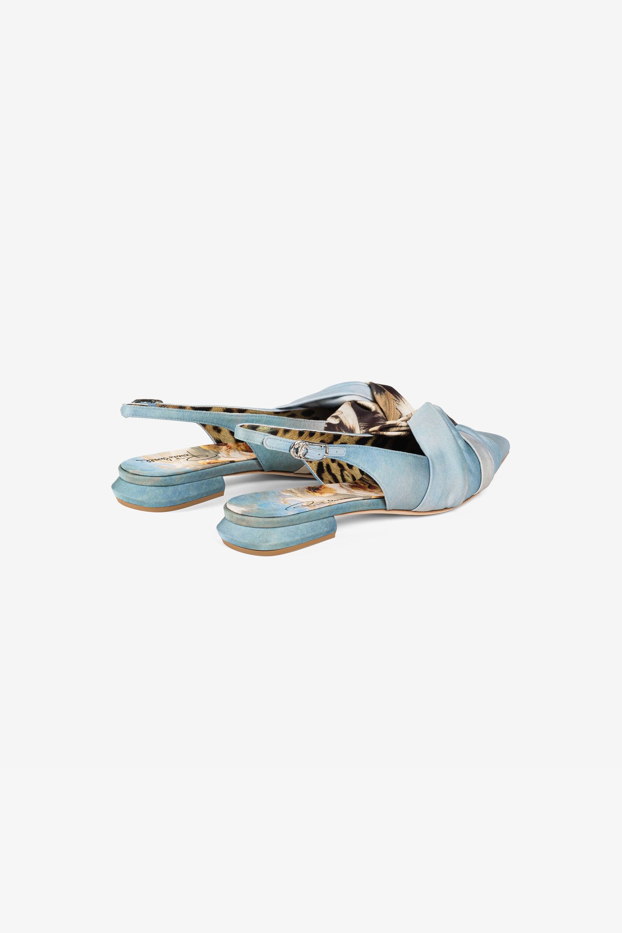Roberto Cavalli Graphic-print Slingback Ballerinas In Light Blue