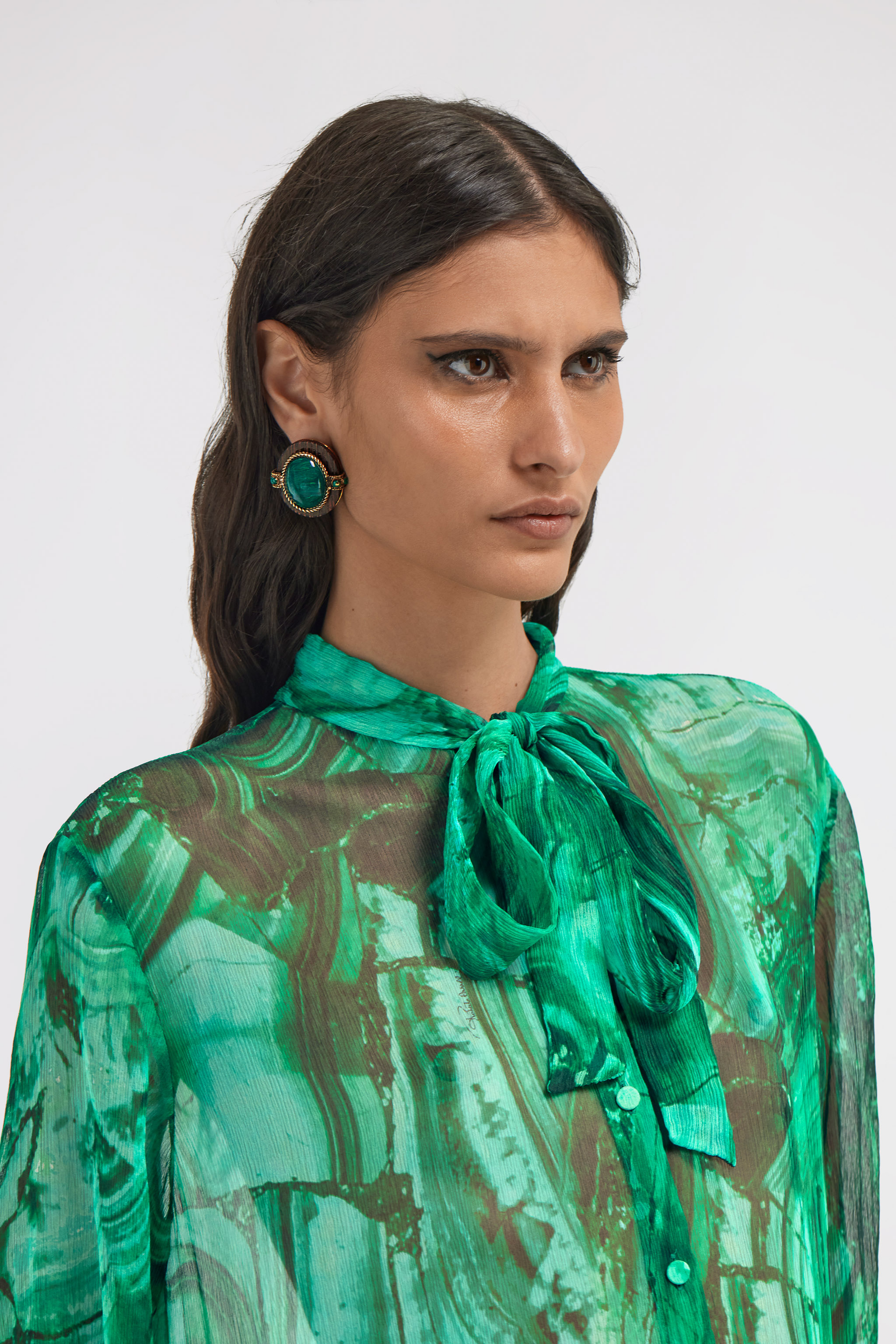 Roberto Cavalli Malachite-effect Stud Earrings In Green