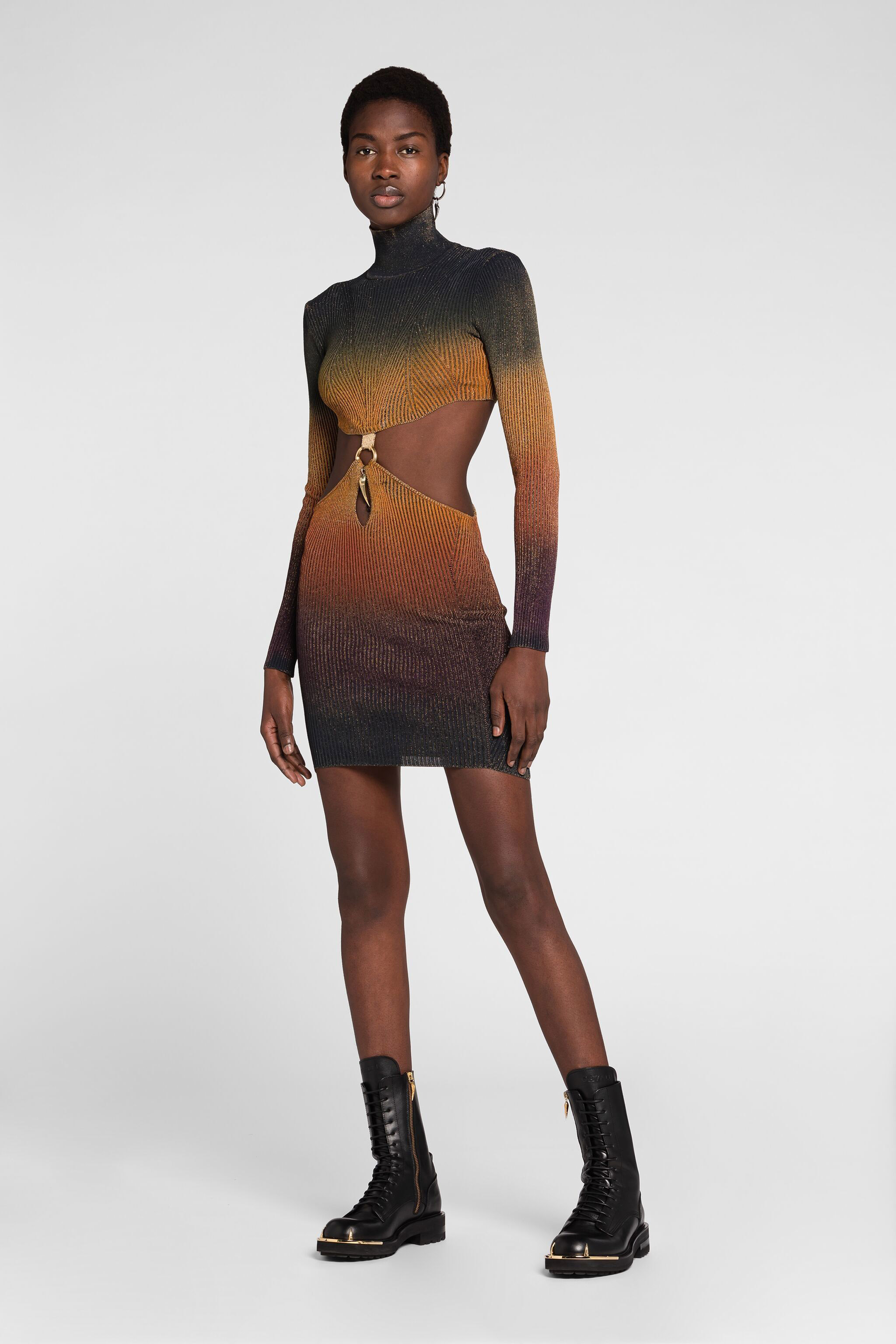 ROBERTO CAVALLI CUT-OUT MINIKLEID MIT TIGERZAHN 