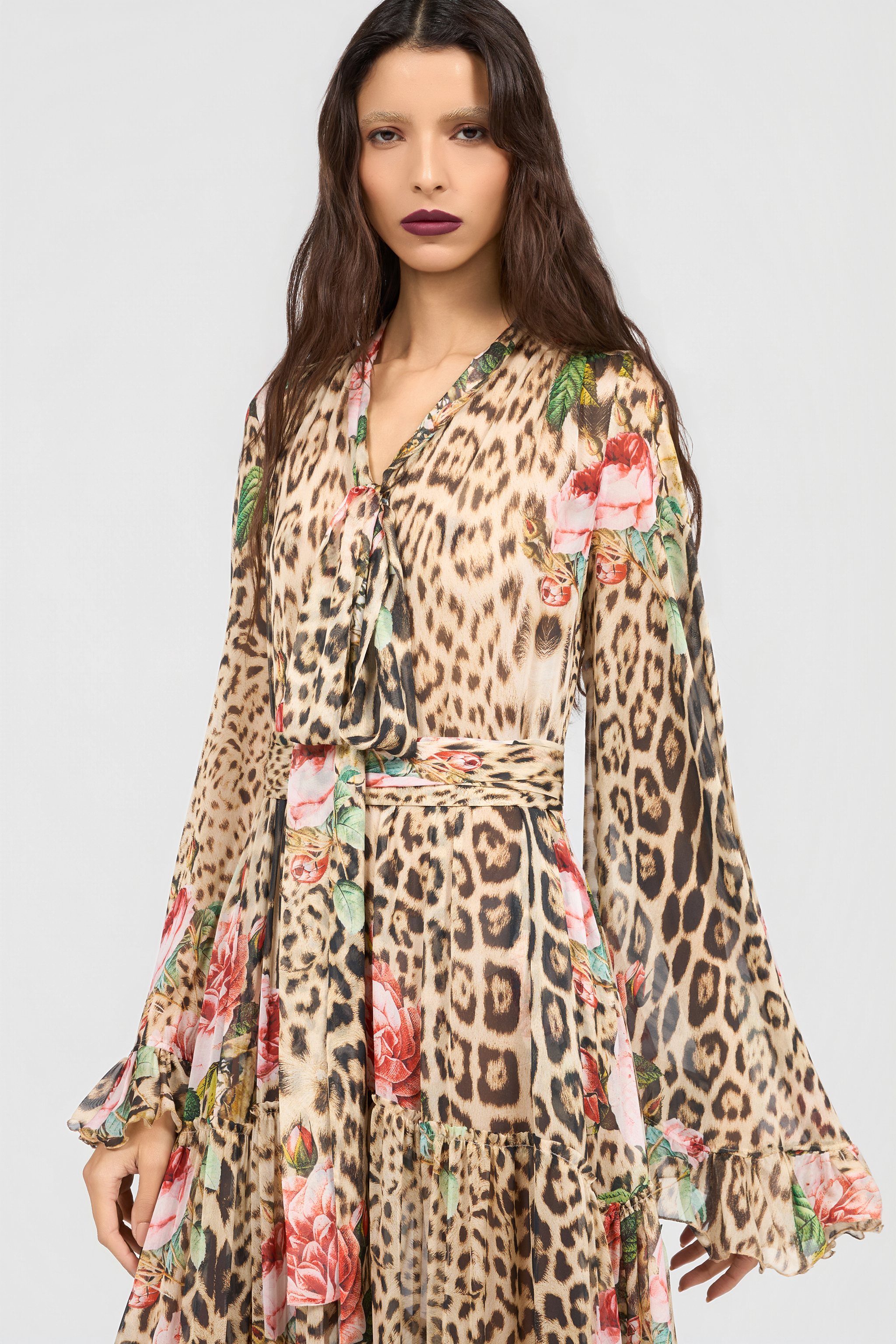 Roberto Cavalli Jaguar Roses Print Dress | Thumbnail 4