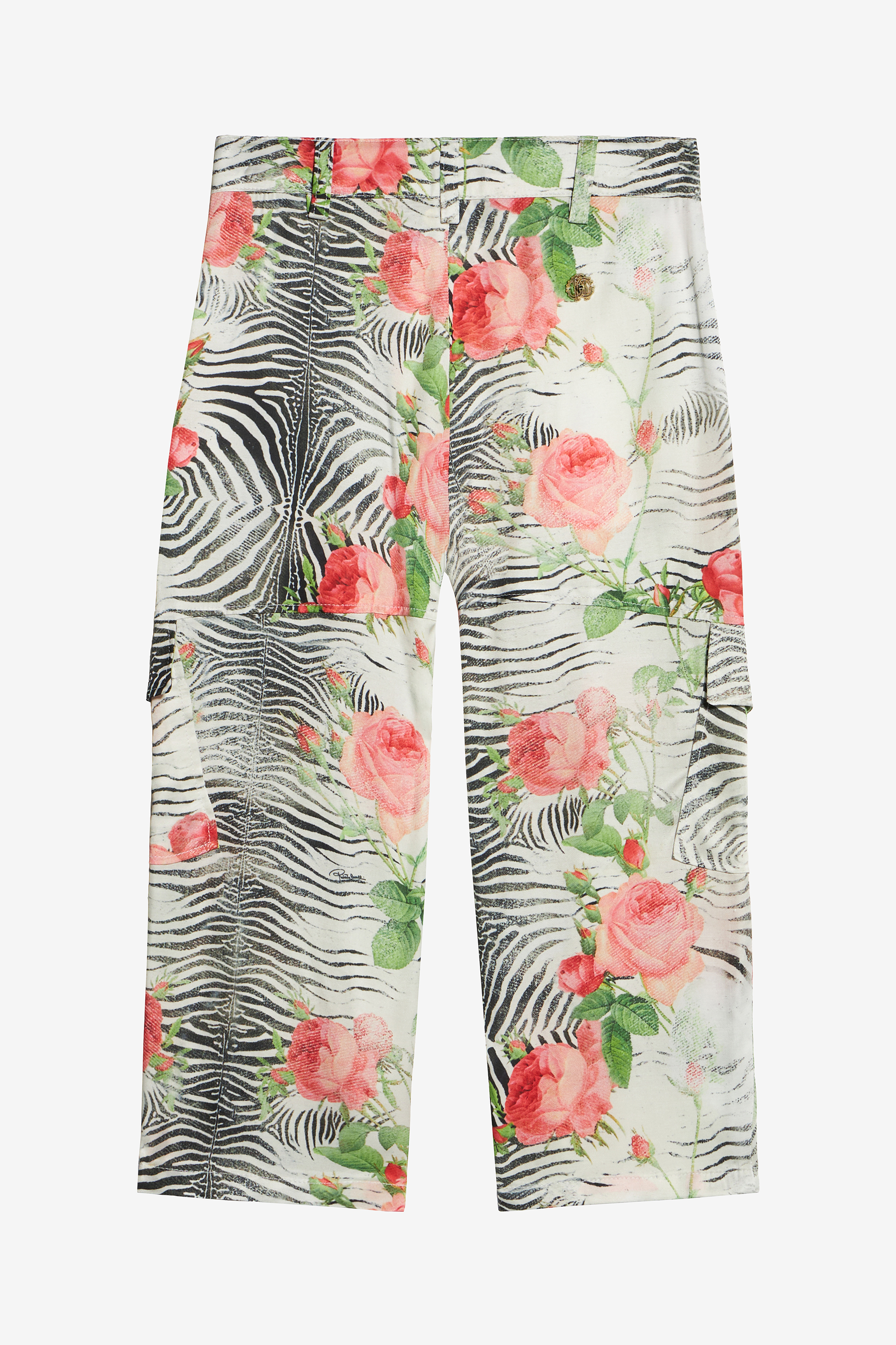  Roberto Cavalli Pants With Mini Zebra And Rose Print - Female Girls (4-16y) Multicolor Zebra Ros 14a 