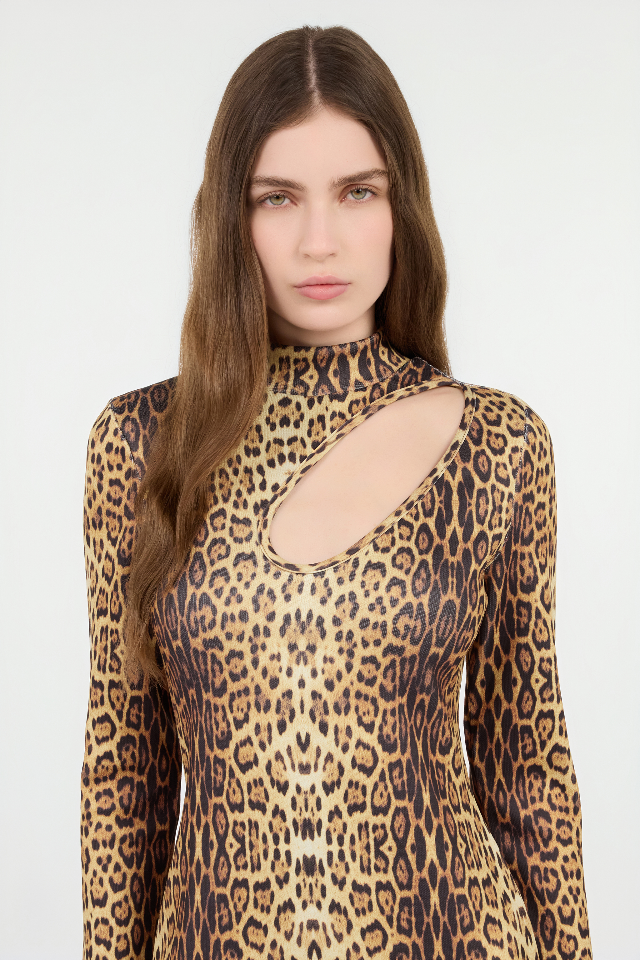 Roberto Cavalli Leopard Print Midi Dress In Animal Print