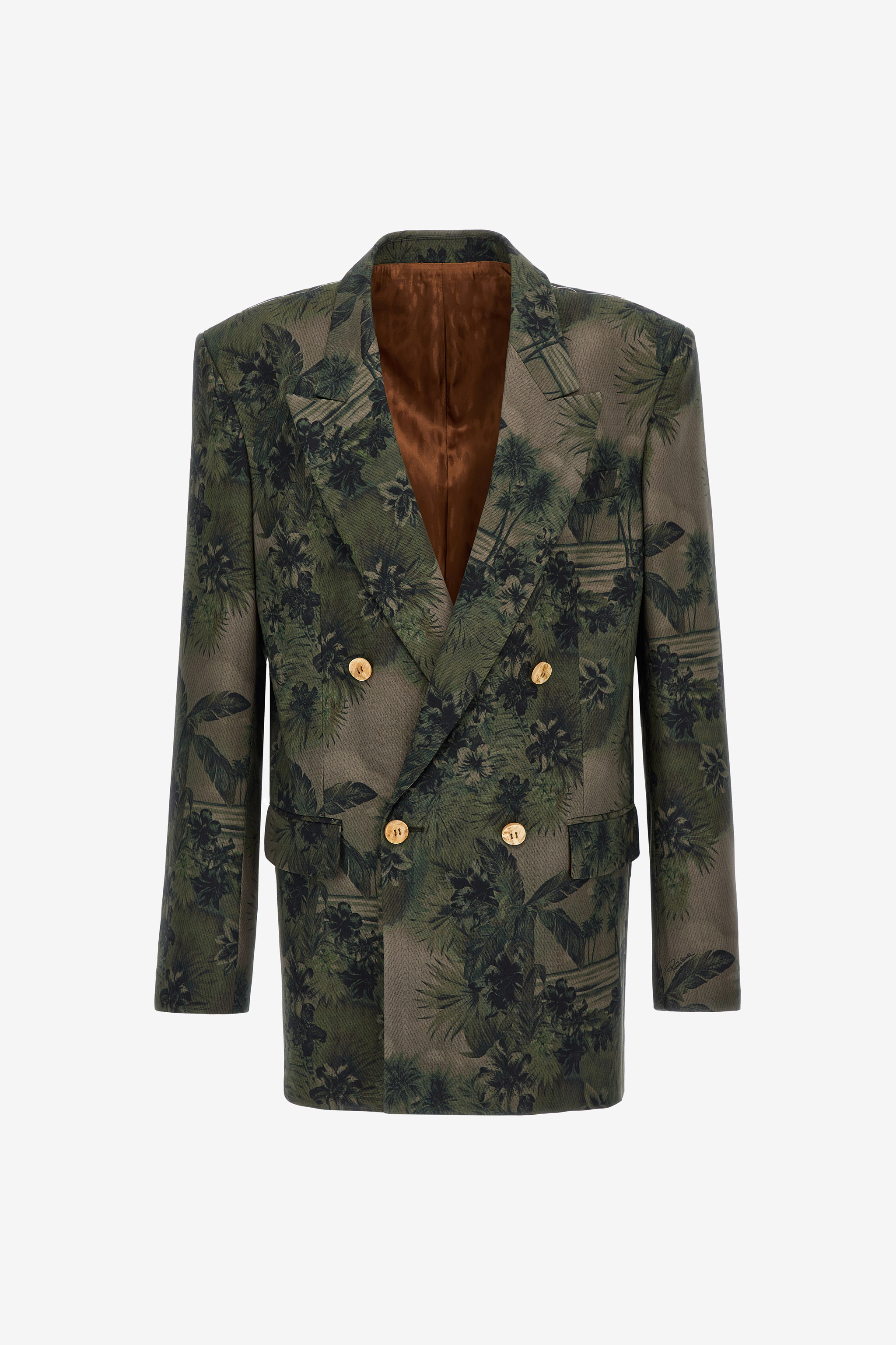 Shop Roberto Cavalli Blazer With Hawaii Green Print In Dark Green