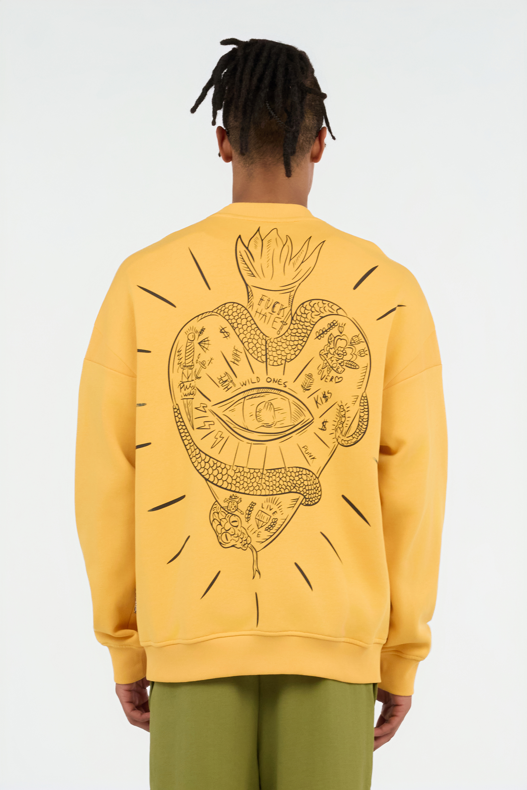 Roberto Cavalli Tattoo Heart Print Sweatshirt In Orange