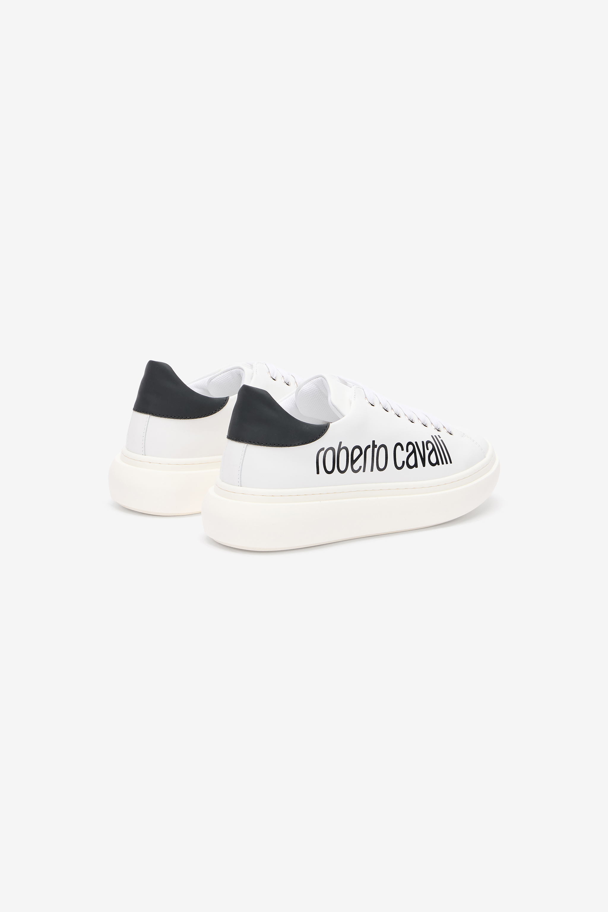Roberto Cavalli White Sneaker With Logo Print In Multi