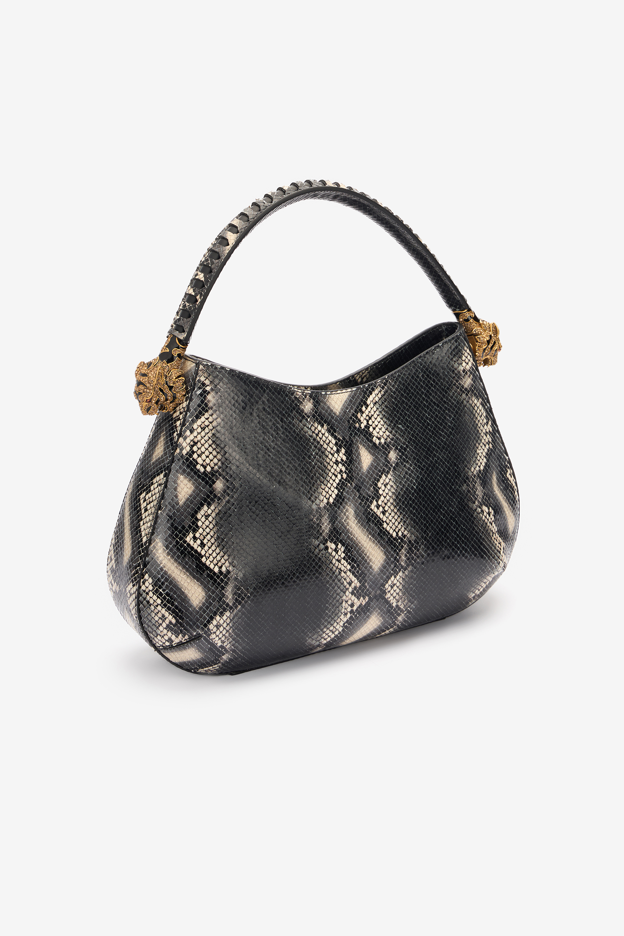 Roberto Cavalli Python-print Roar Bag In Black