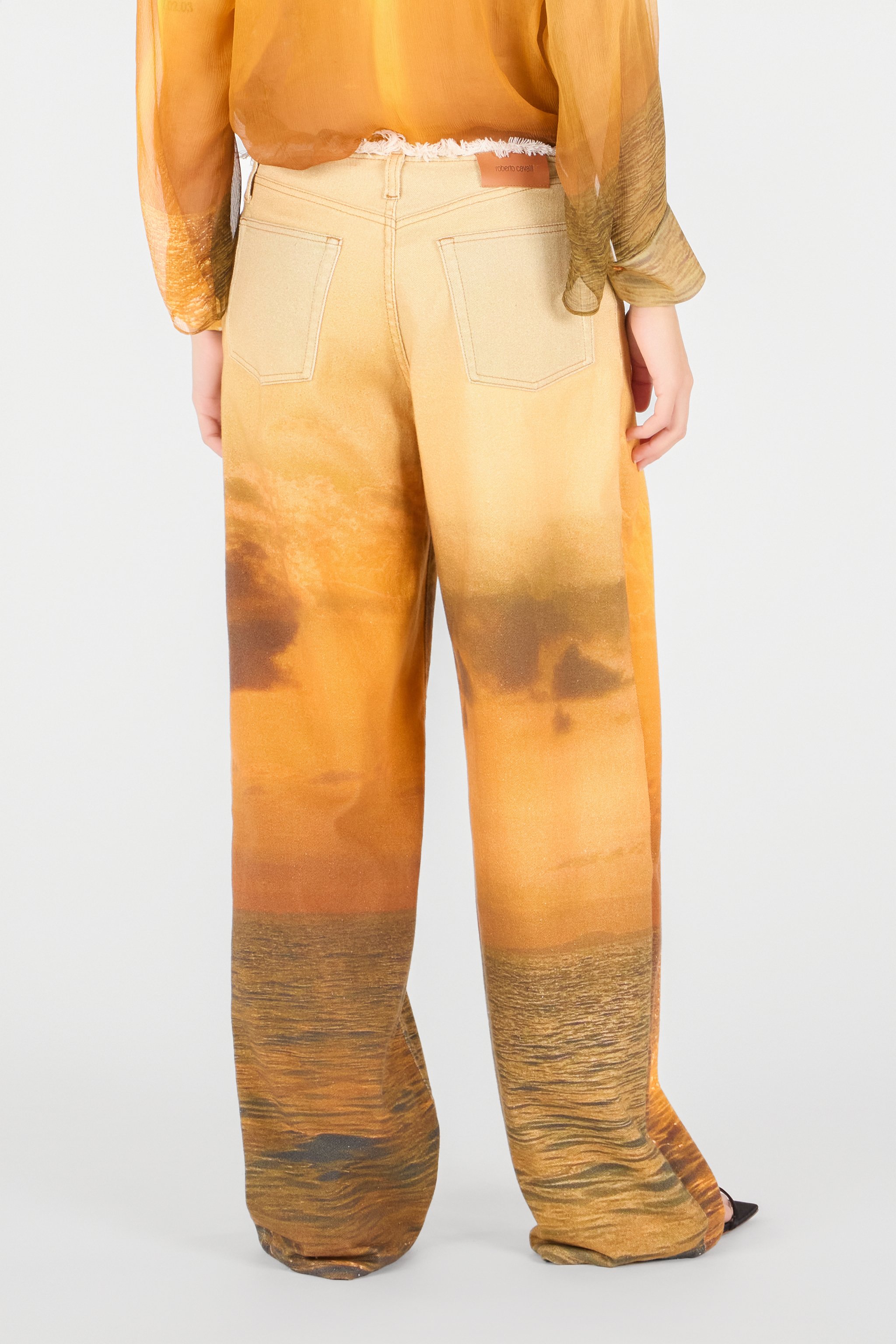 Roberto Cavalli Graphic-print Trousers In Orange