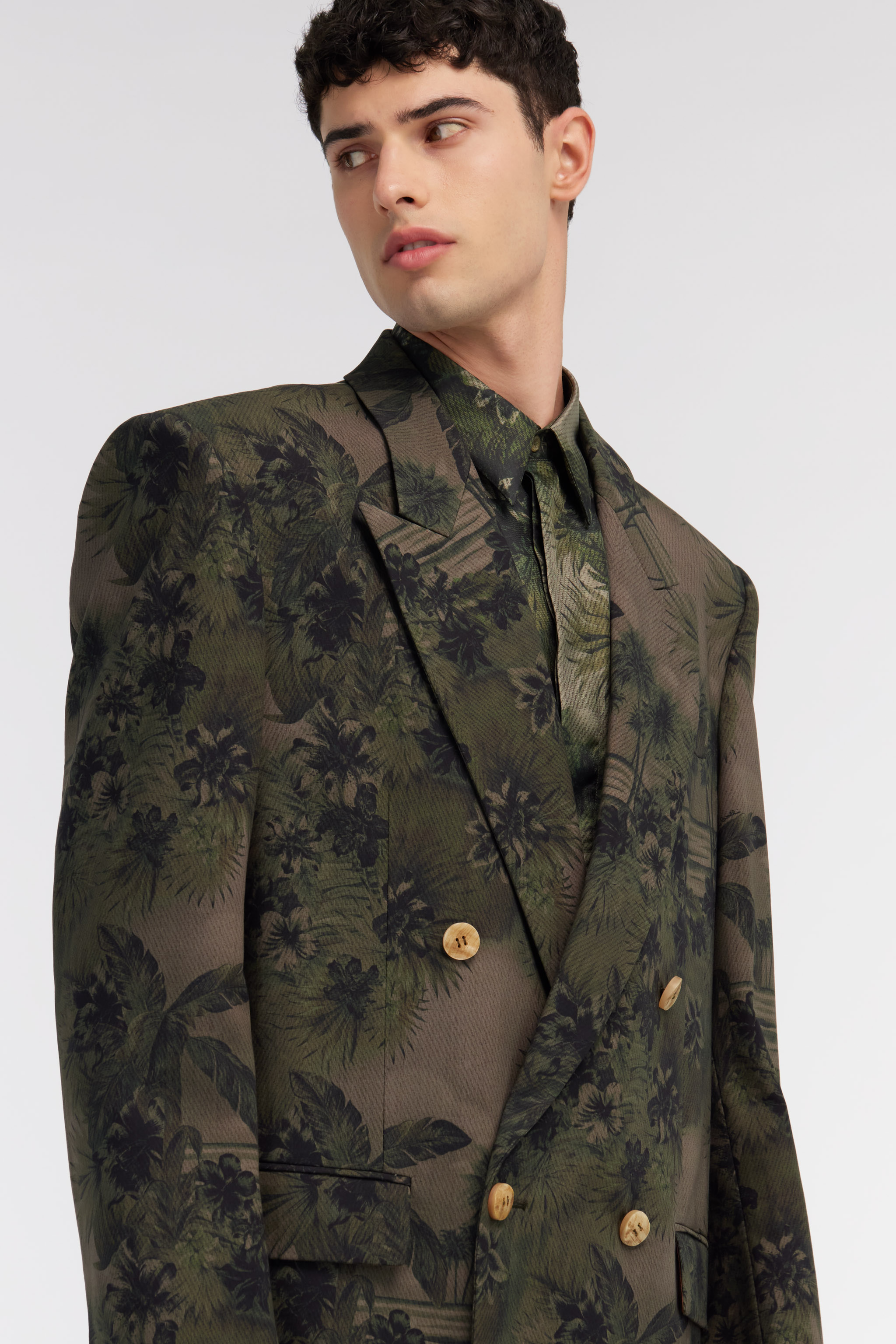 Shop Roberto Cavalli Blazer With Hawaii Green Print In Dark Green