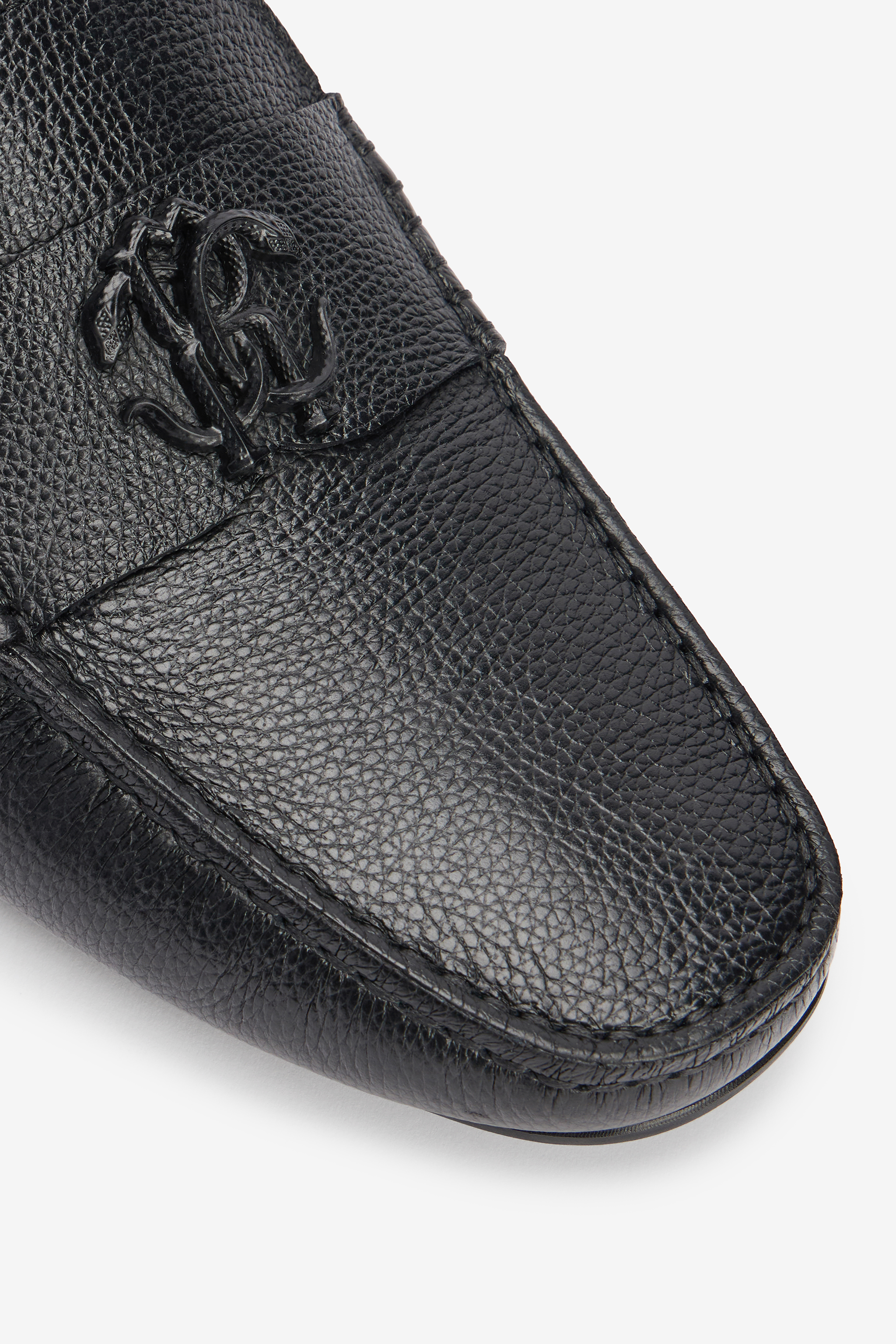 Roberto Cavalli Black Loafers With Monogram Mirror Snake In Black