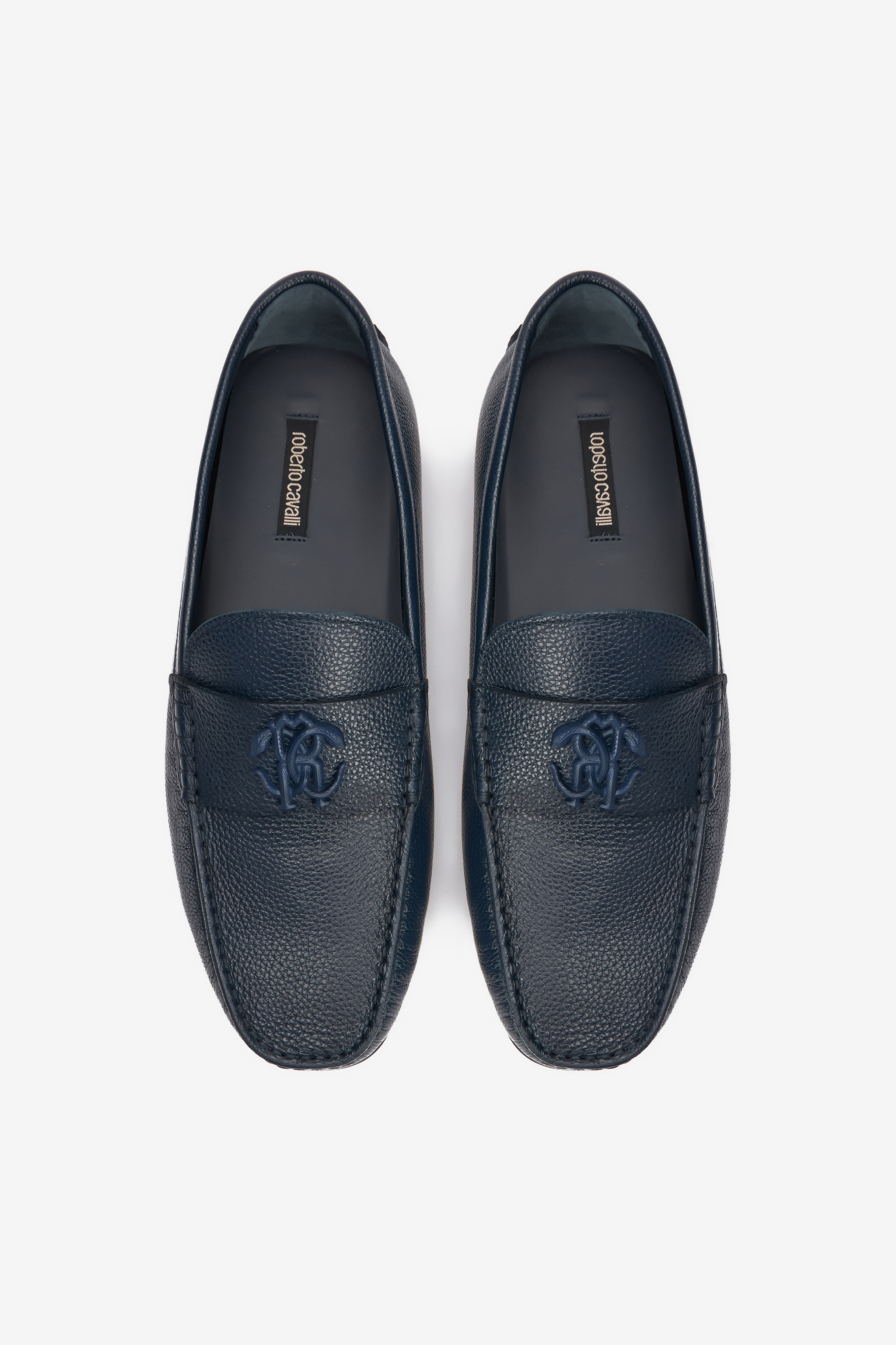 Roberto Cavalli Leather Loafers In Blue