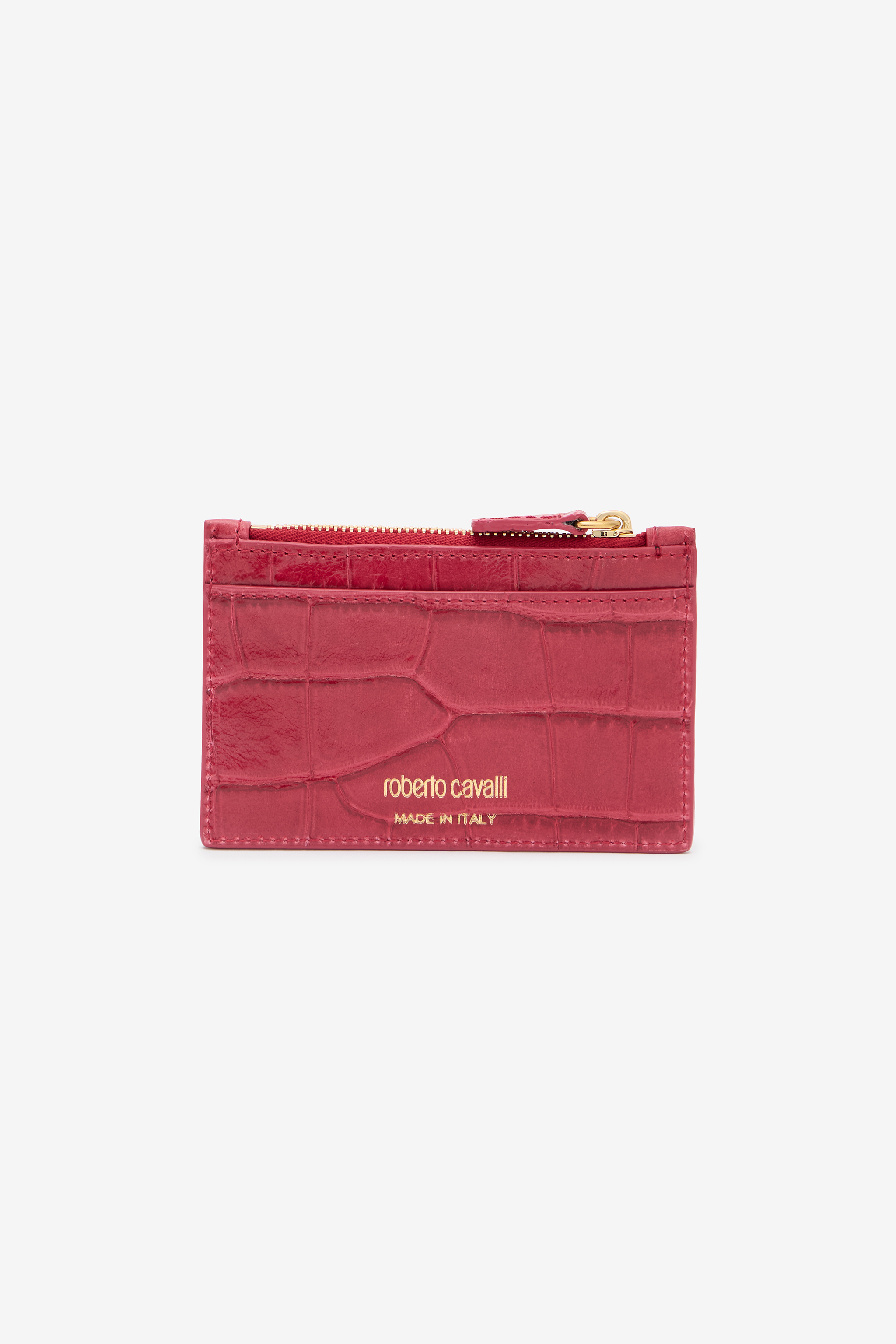 Roberto Cavalli Crocodile-effect Coin Purse In Pink