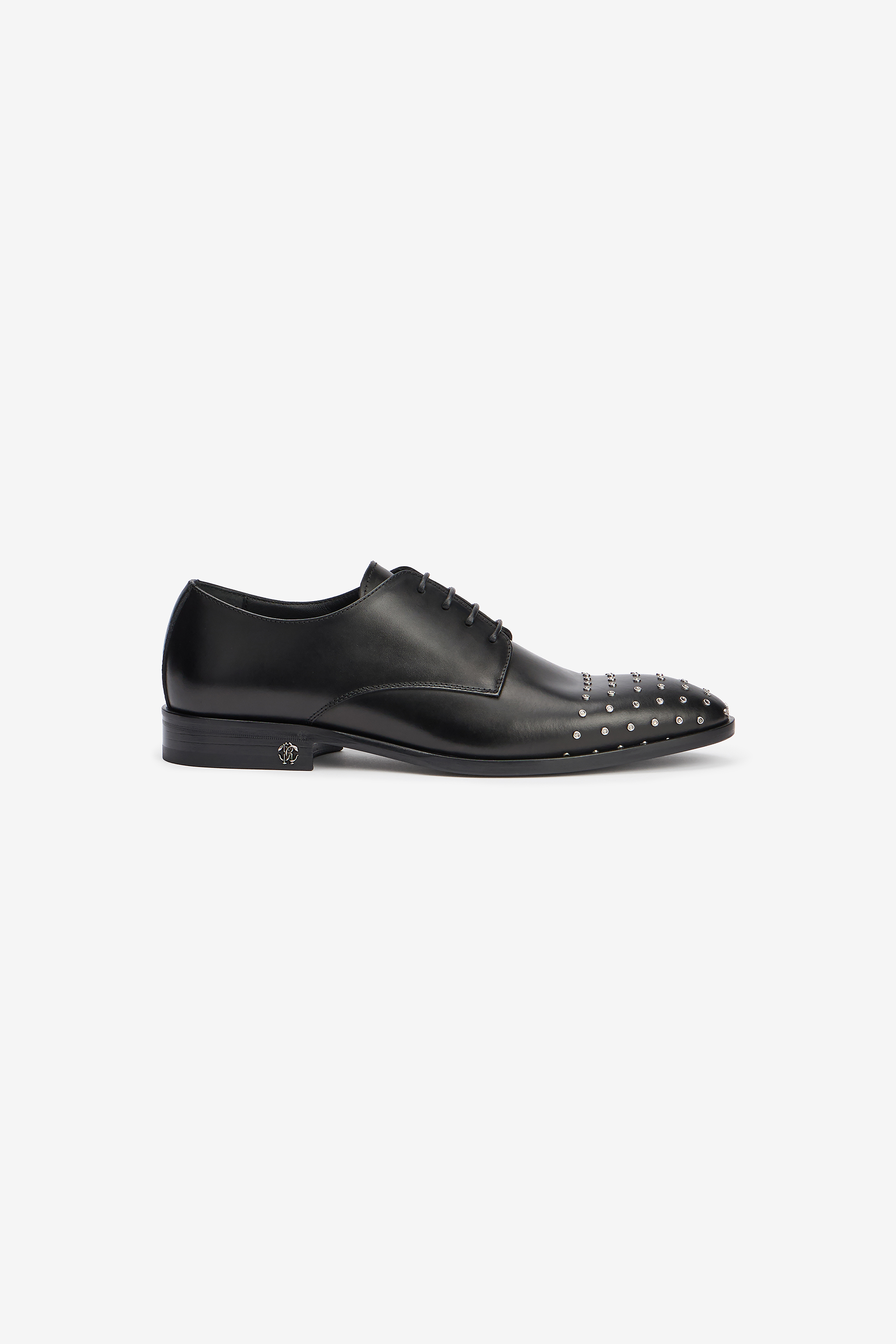 Roberto Cavalli Derby Shoes With Studded Toe Cap In Black