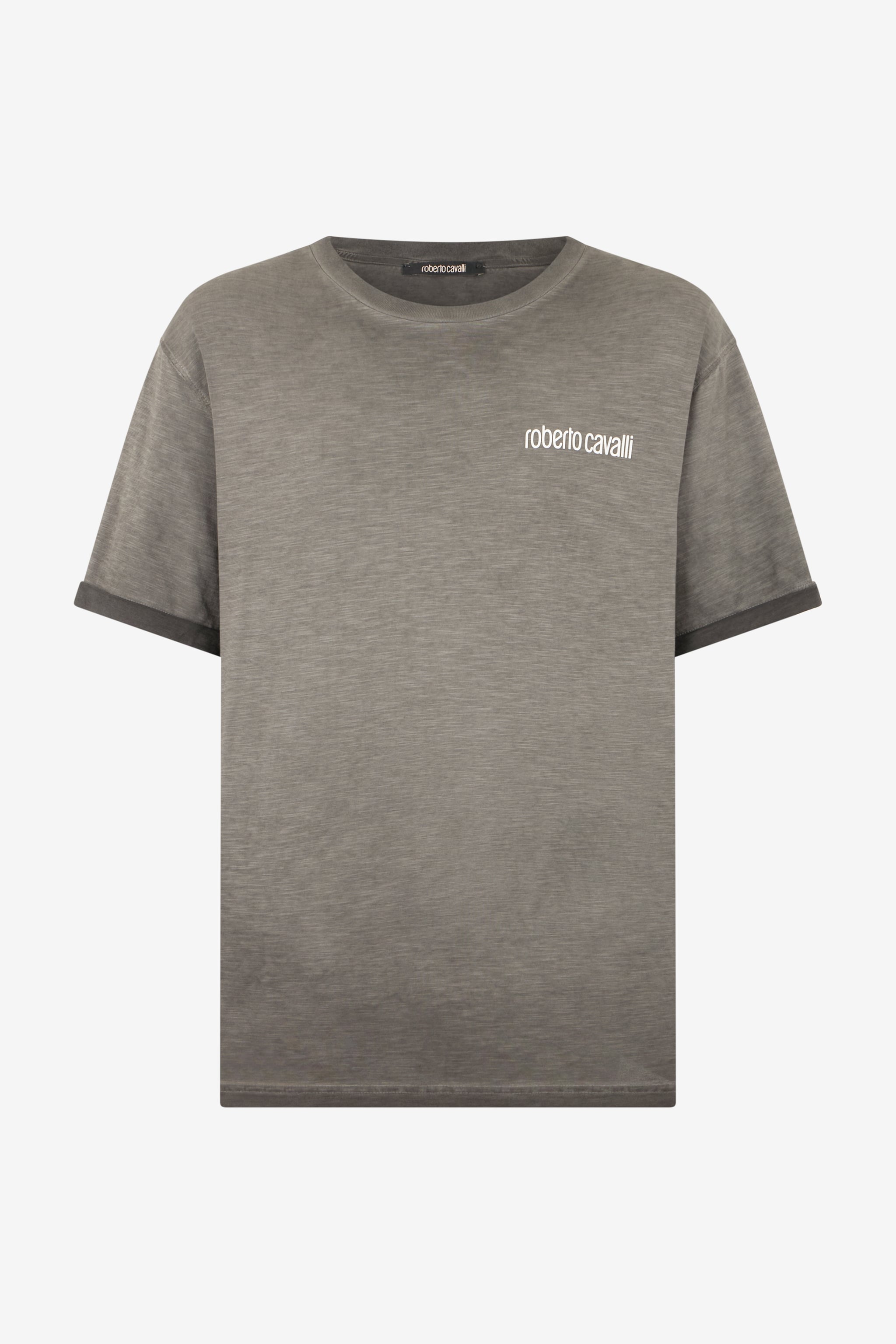 Grey T-Shirt with Back Snake Print in BLACK for Men | Roberto Cavalli®