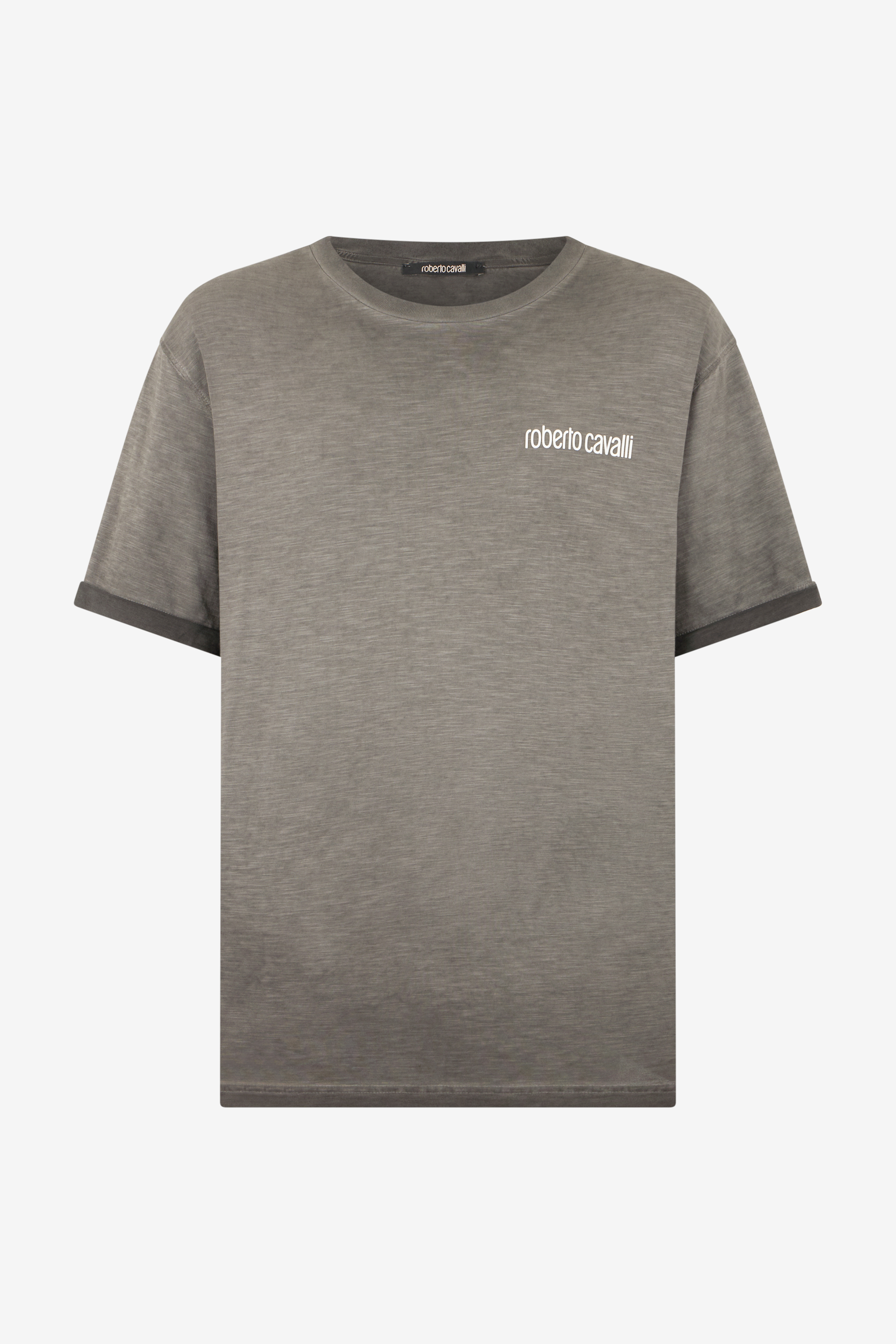 Roberto Cavalli , T-Shirts, Male, Black, 2XL, Grey T-Shirt With Back Snake Print - Image 2