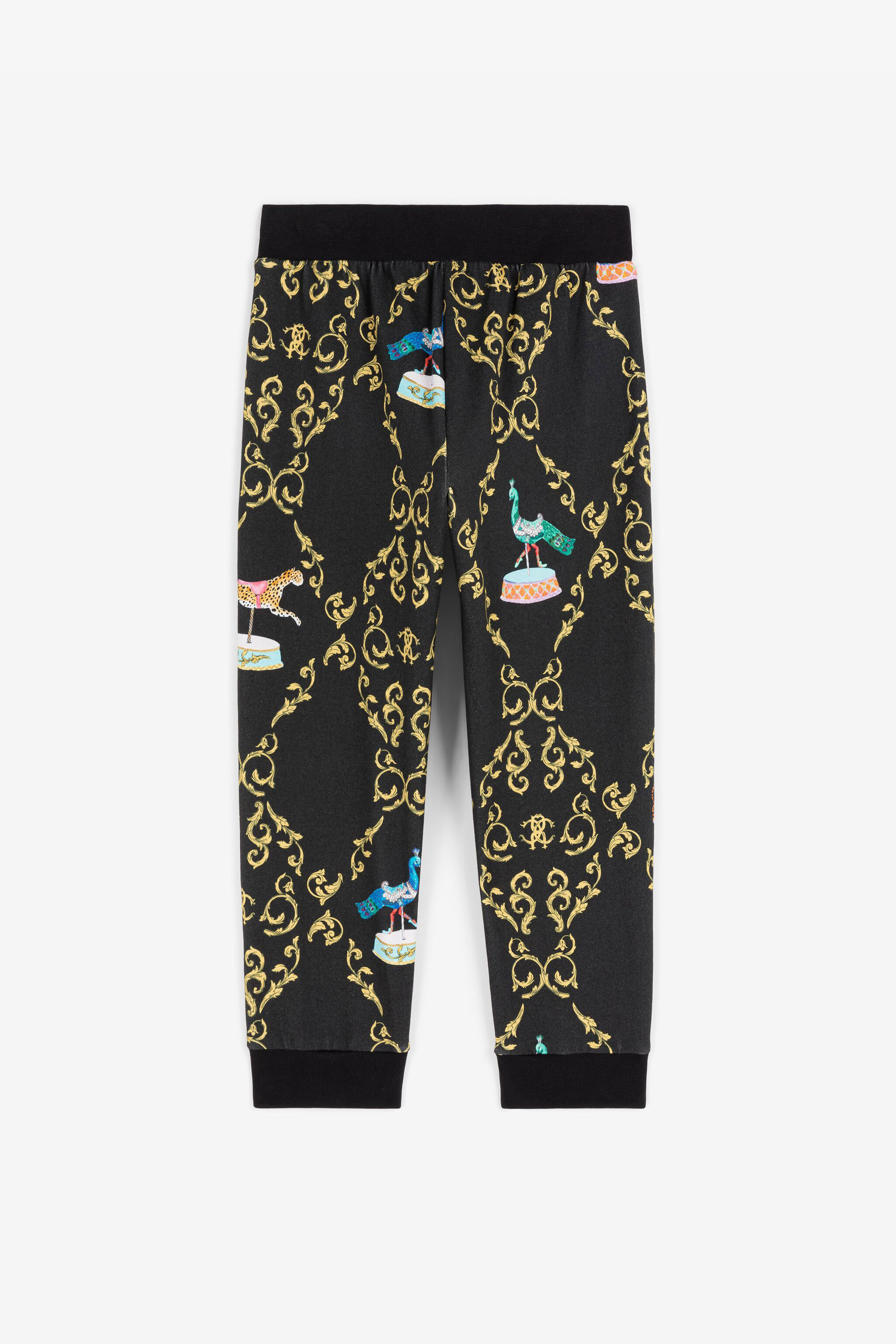 Roberto Cavalli Baroque-print Cotton Sweatpants In Black