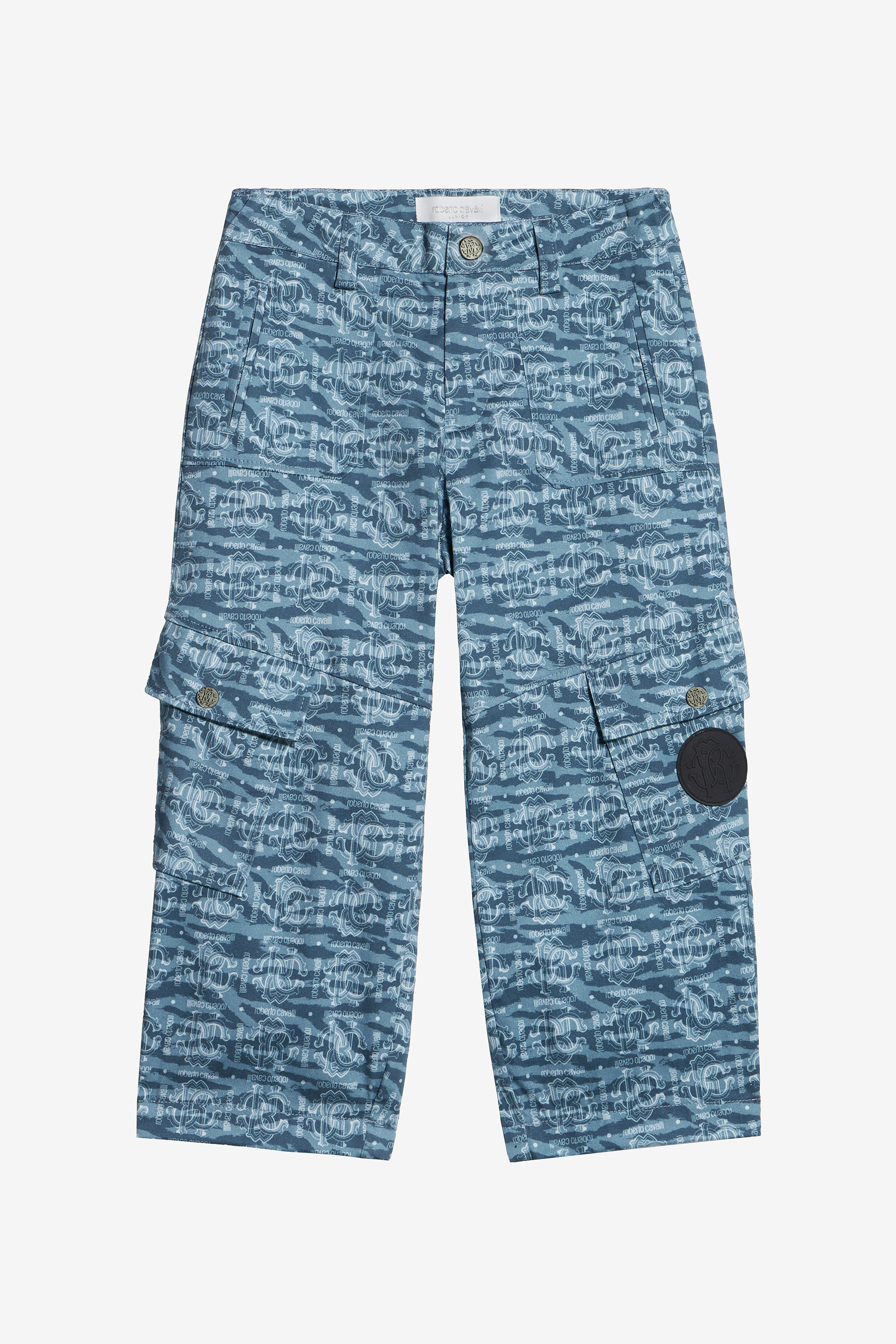 Roberto Cavalli Boys Light/Blue/Dark Pants With All-Over Branded Print - S (4-16Y)