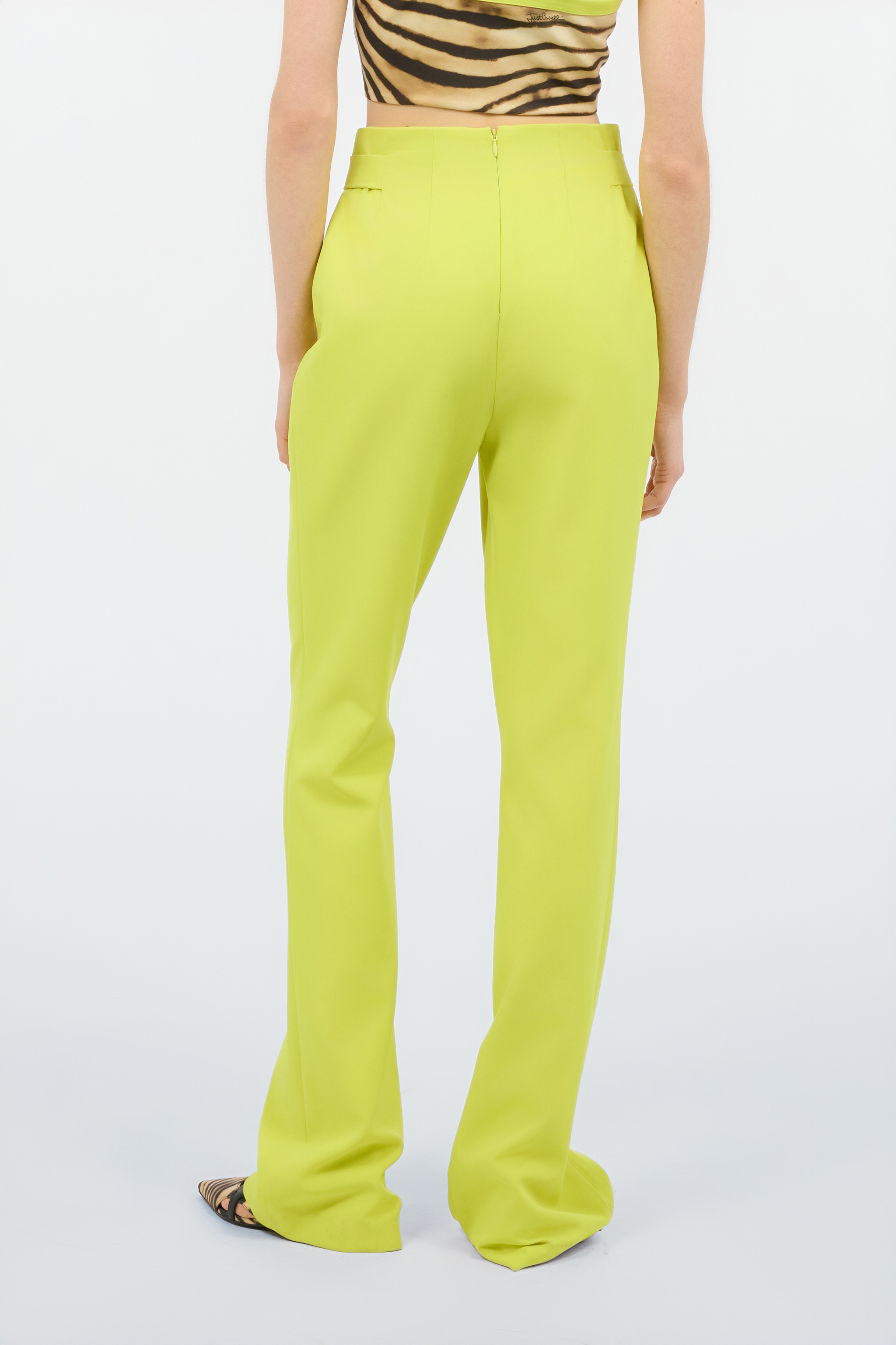 Roberto Cavalli Pants With Front Belt In Light Green
