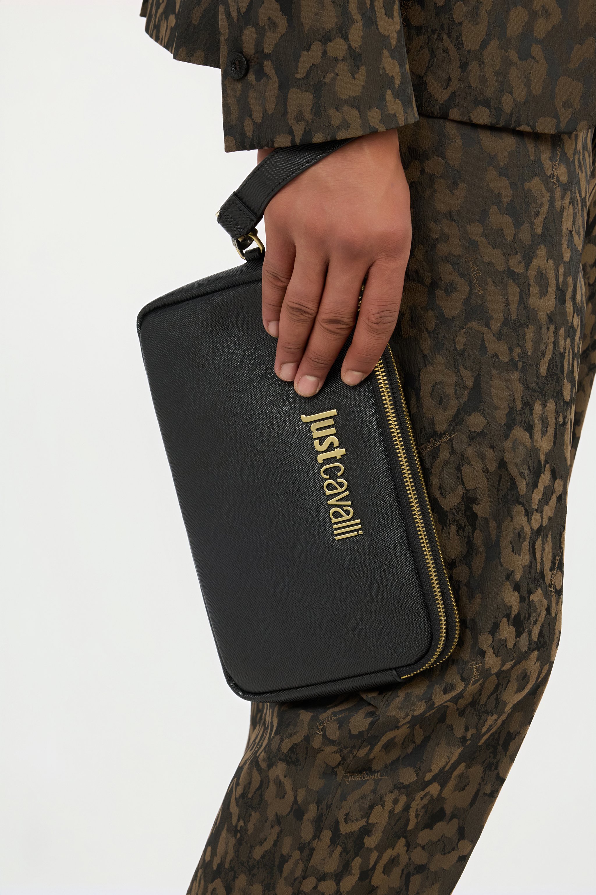 Just Cavalli Black Shoulder Bag With Logo