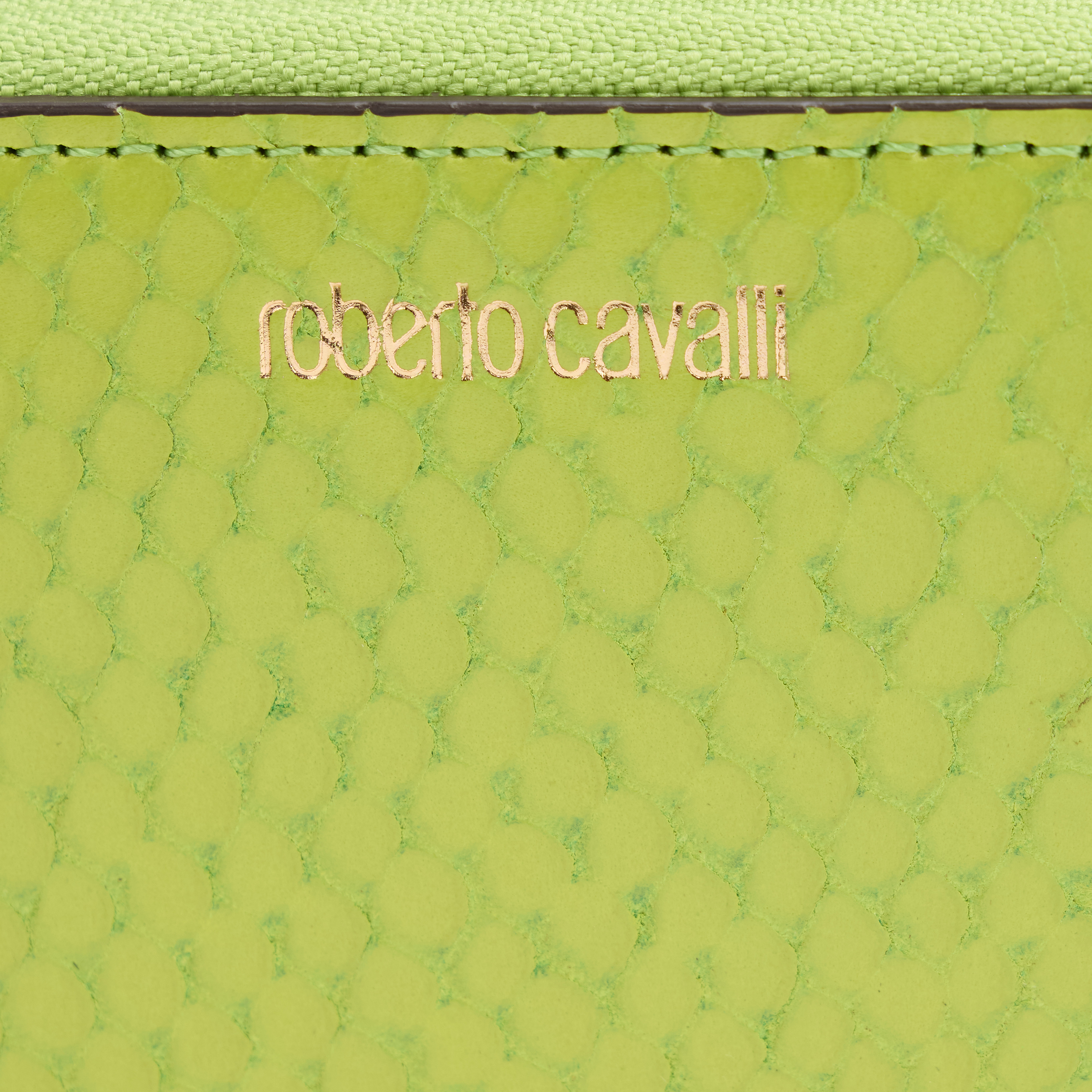 Shop Roberto Cavalli Geldbörse Mit Schlangen-effekt Und Logo In Light Green