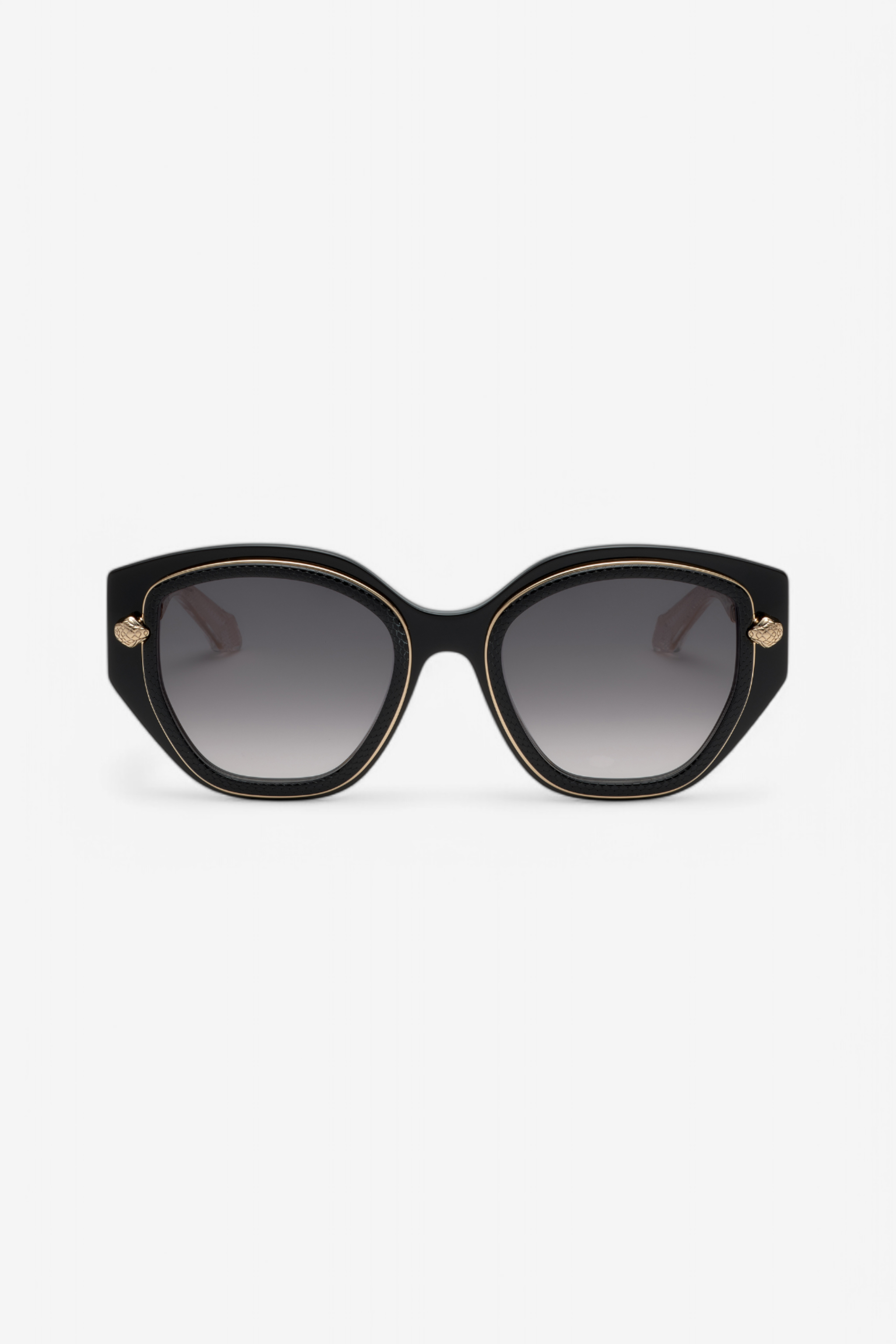 Roberto Cavalli Women's Black Wide And Feminine Front Sunglasses With Double Ring Decoration - Eyewear