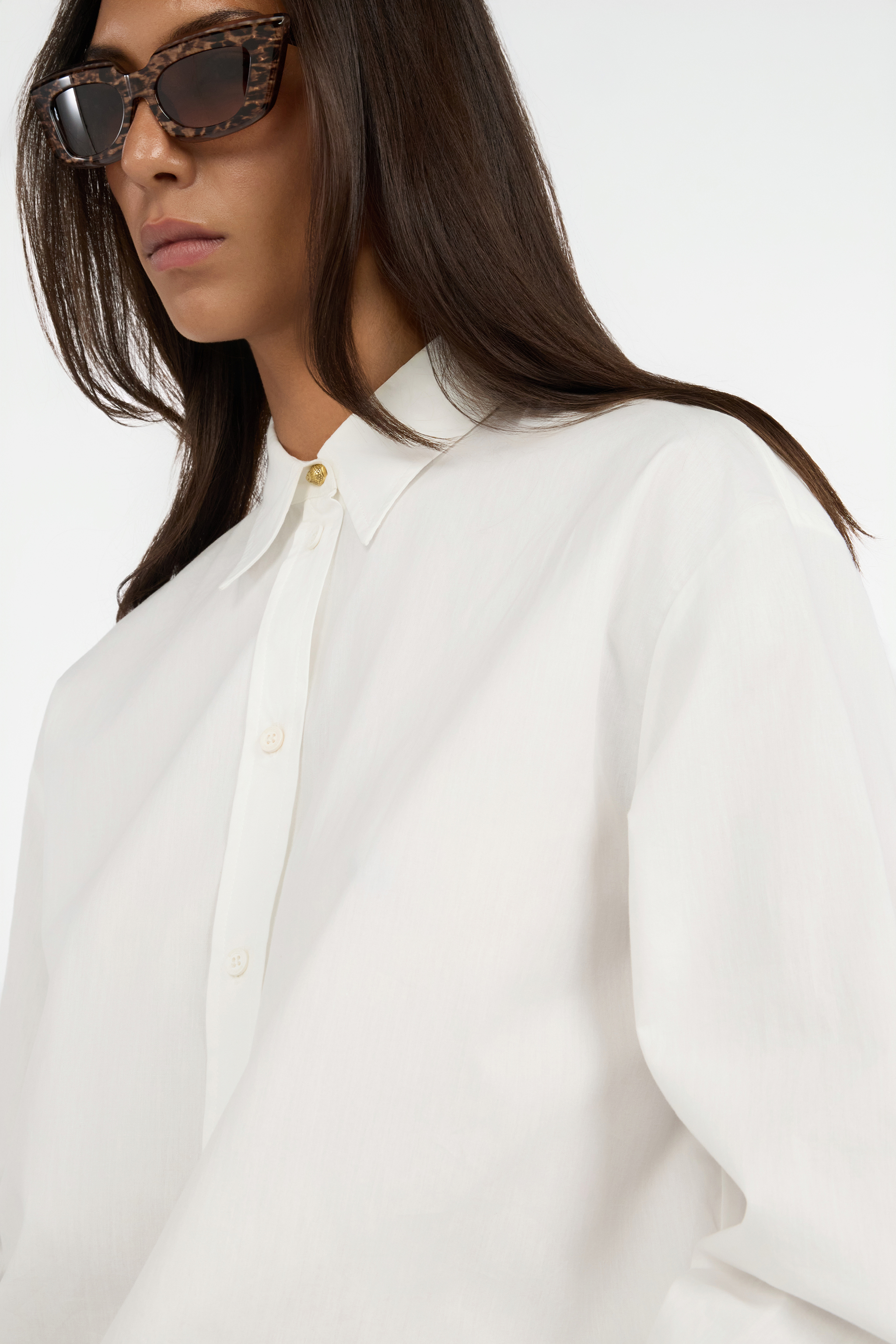 White Shirt With Gold Button