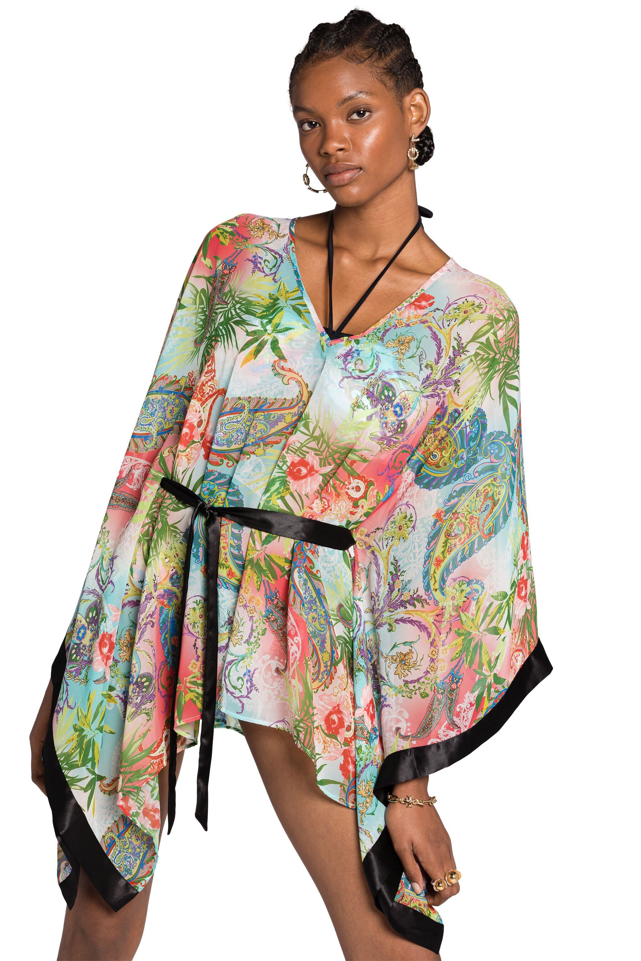 Shop Roberto Cavalli Botanical-print Kaftan Dress In Multicolor