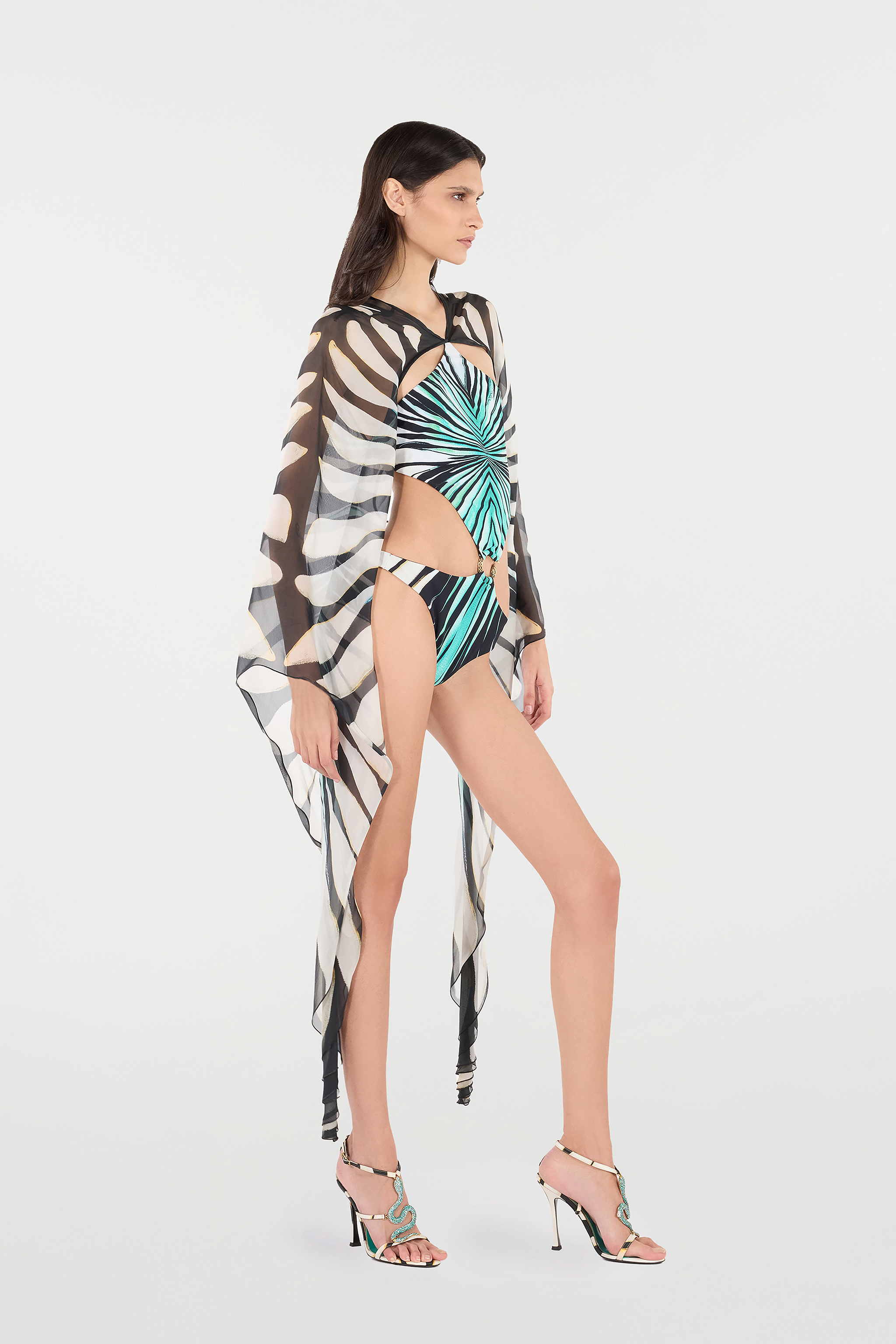 Roberto Cavalli Ray Of Sea Print Trikini