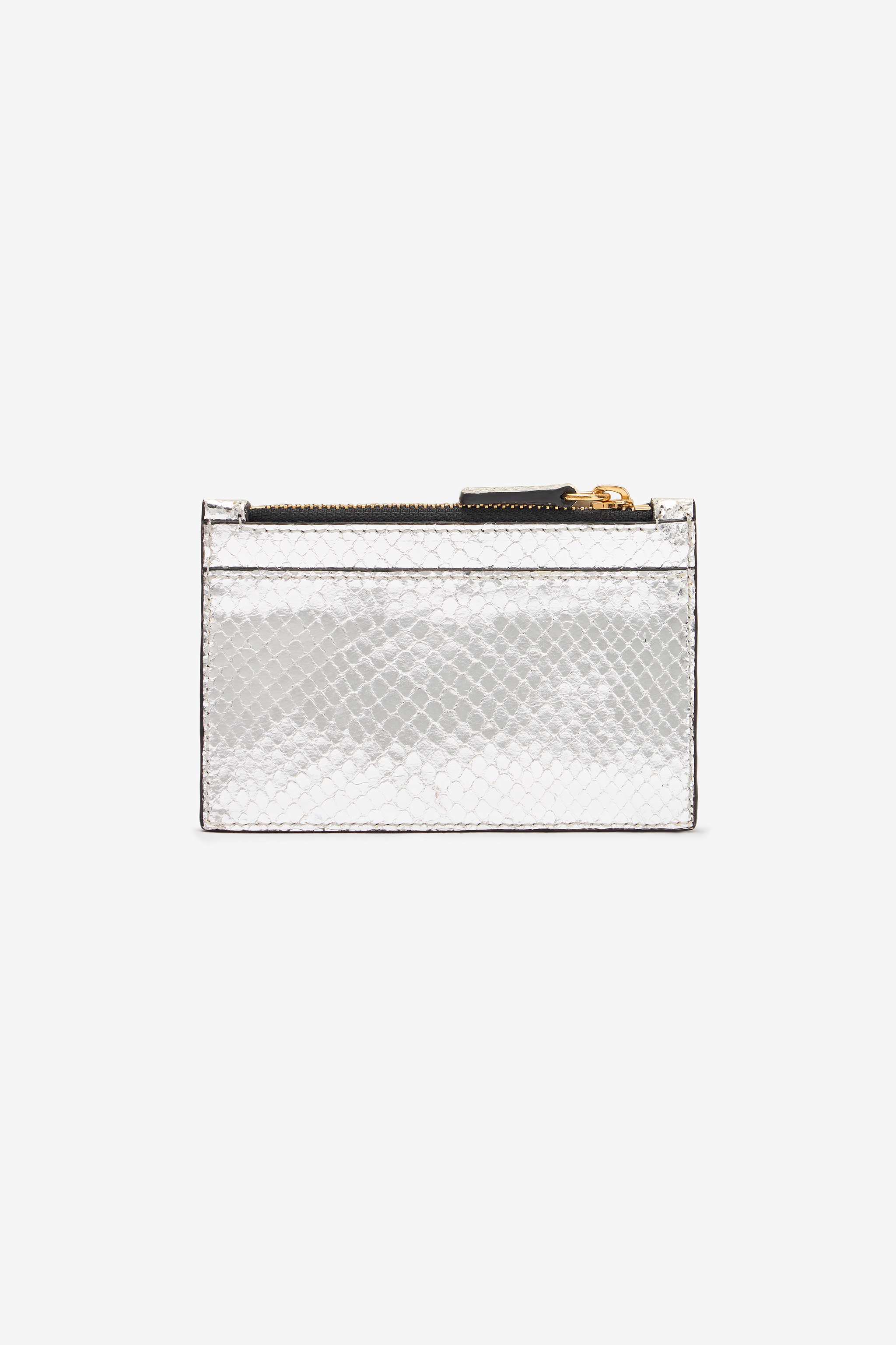 Roberto Cavalli Metallic Snake-scale Card Holder In Silver