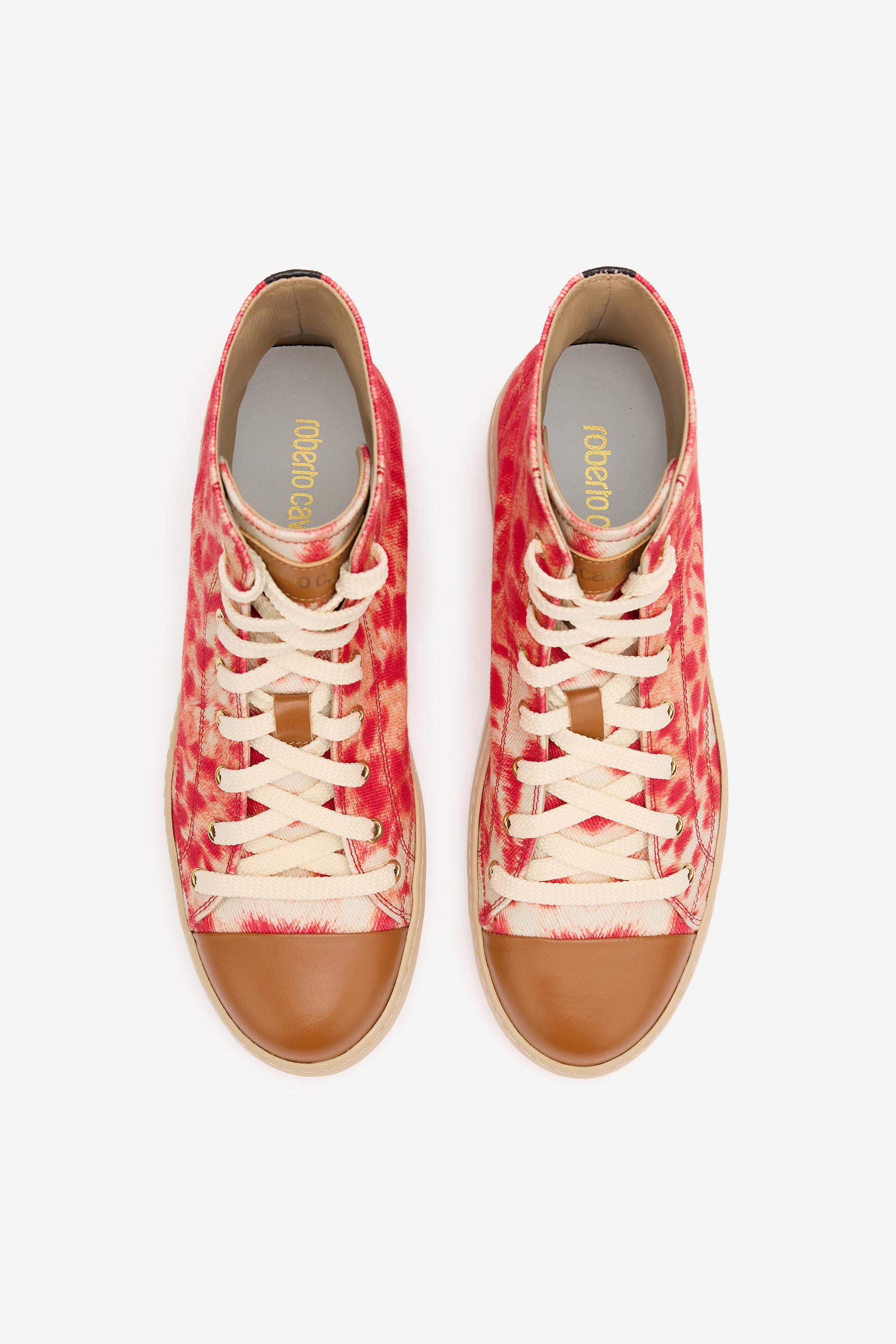 Roberto Cavalli High-top Sneakers With Zebra Print In Red