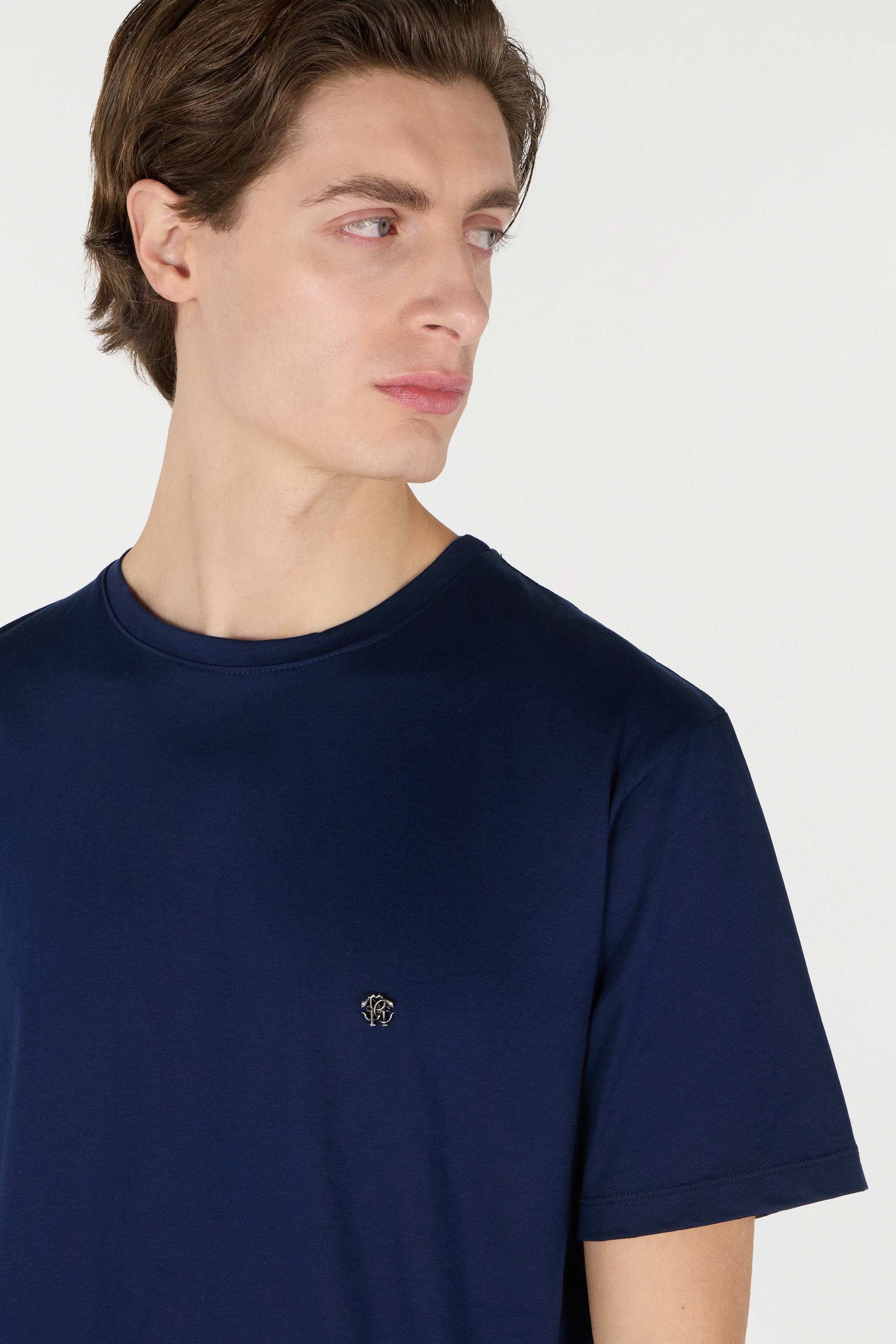 Shop Roberto Cavalli T-shirt Mit Monogramm Mirror Snake In Dark Blue